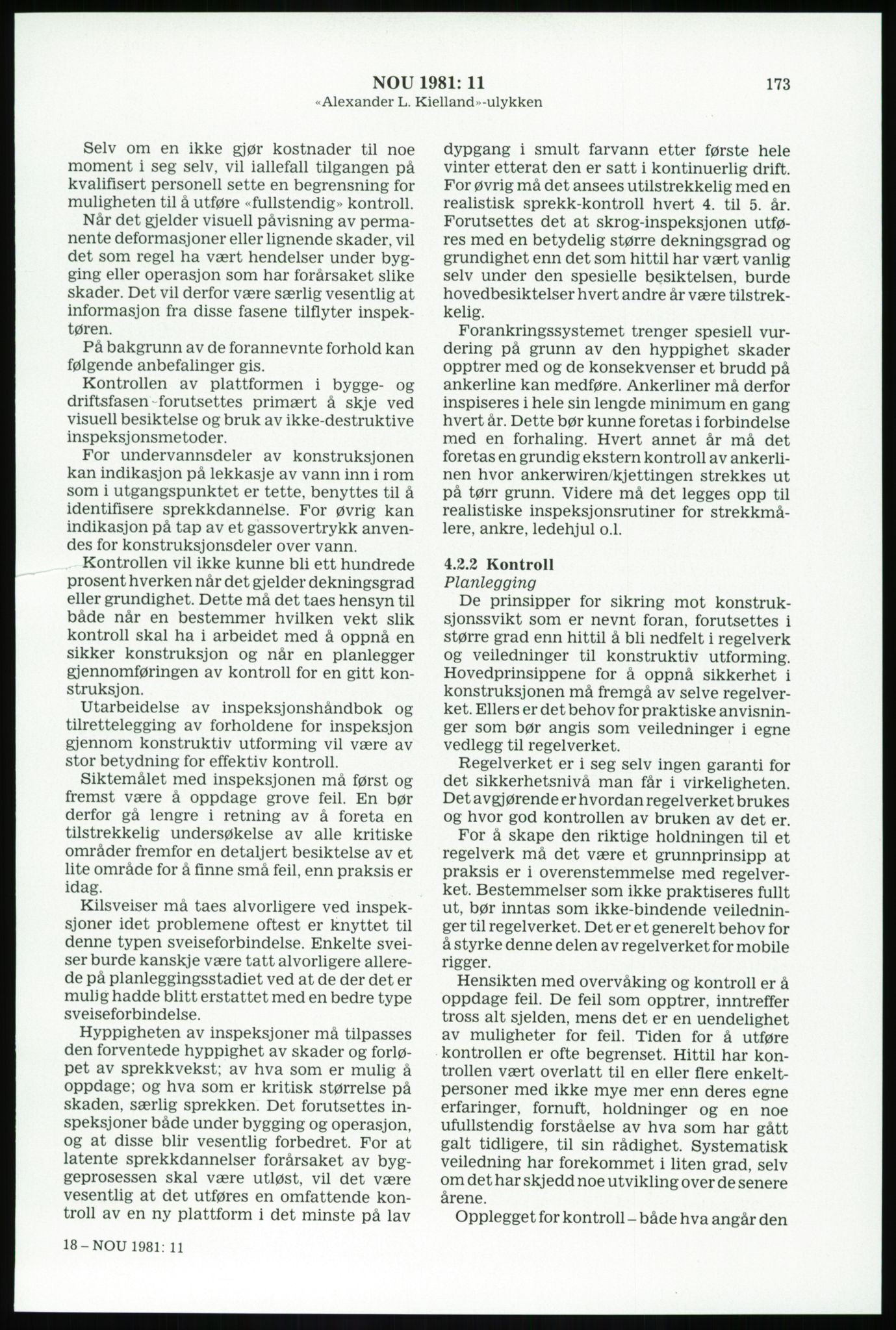 Justisdepartementet, Granskningskommisjonen ved Alexander Kielland-ulykken 27.3.1980, AV/RA-S-1165/D/L0003: 0001 NOU 1981:11 Alexander Kielland ulykken/0002 Korrespondanse/0003: Alexander L. Kielland: Operating manual, 1980-1981, s. 170