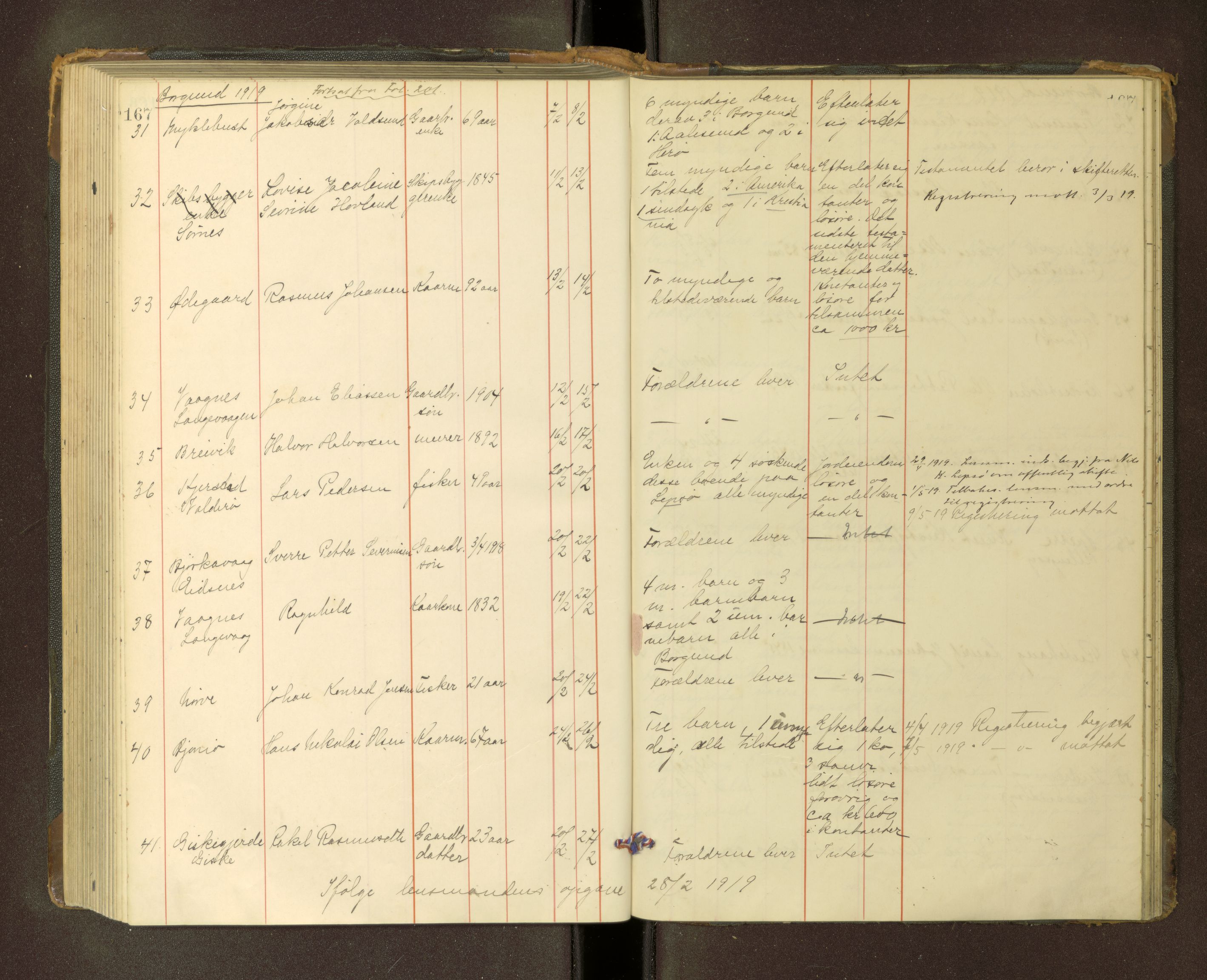 Nordre Sunnmøre sorenskriveri, AV/SAT-A-0006/1/3/3L/L0007: Dødsfallsprotokoll, 1913-1919, s. 167