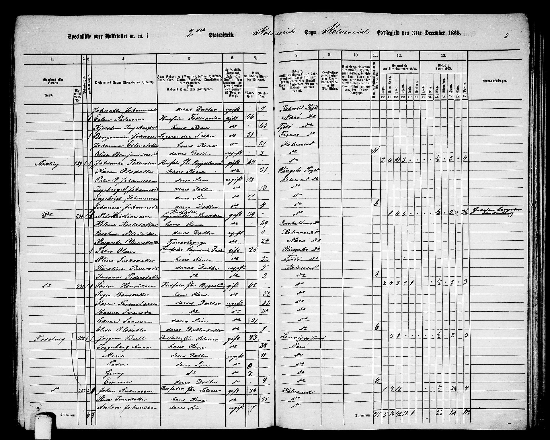 RA, Folketelling 1865 for 1752P Kolvereid prestegjeld, 1865, s. 55