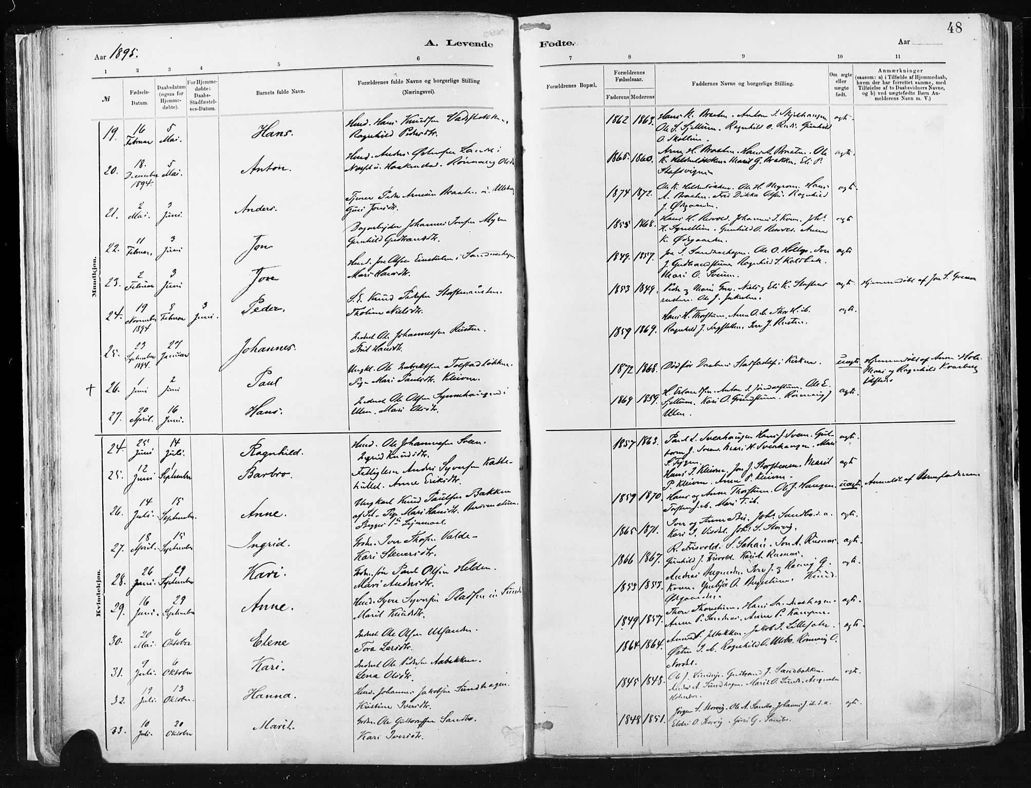 Vågå prestekontor, AV/SAH-PREST-076/H/Ha/Haa/L0009: Ministerialbok nr. 9, 1886-1904, s. 48