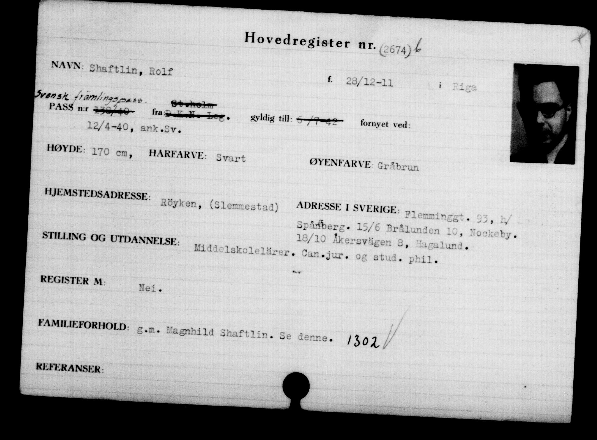 Utenriksstasjonene, Legasjonen i Stockholm, Flyktningkontoret, AV/RA-S-6753/V/Va/L0003: Kjesäterkartoteket, flyktninger med registreringsnr. 2001-3495, 1940-1945, s. 1044