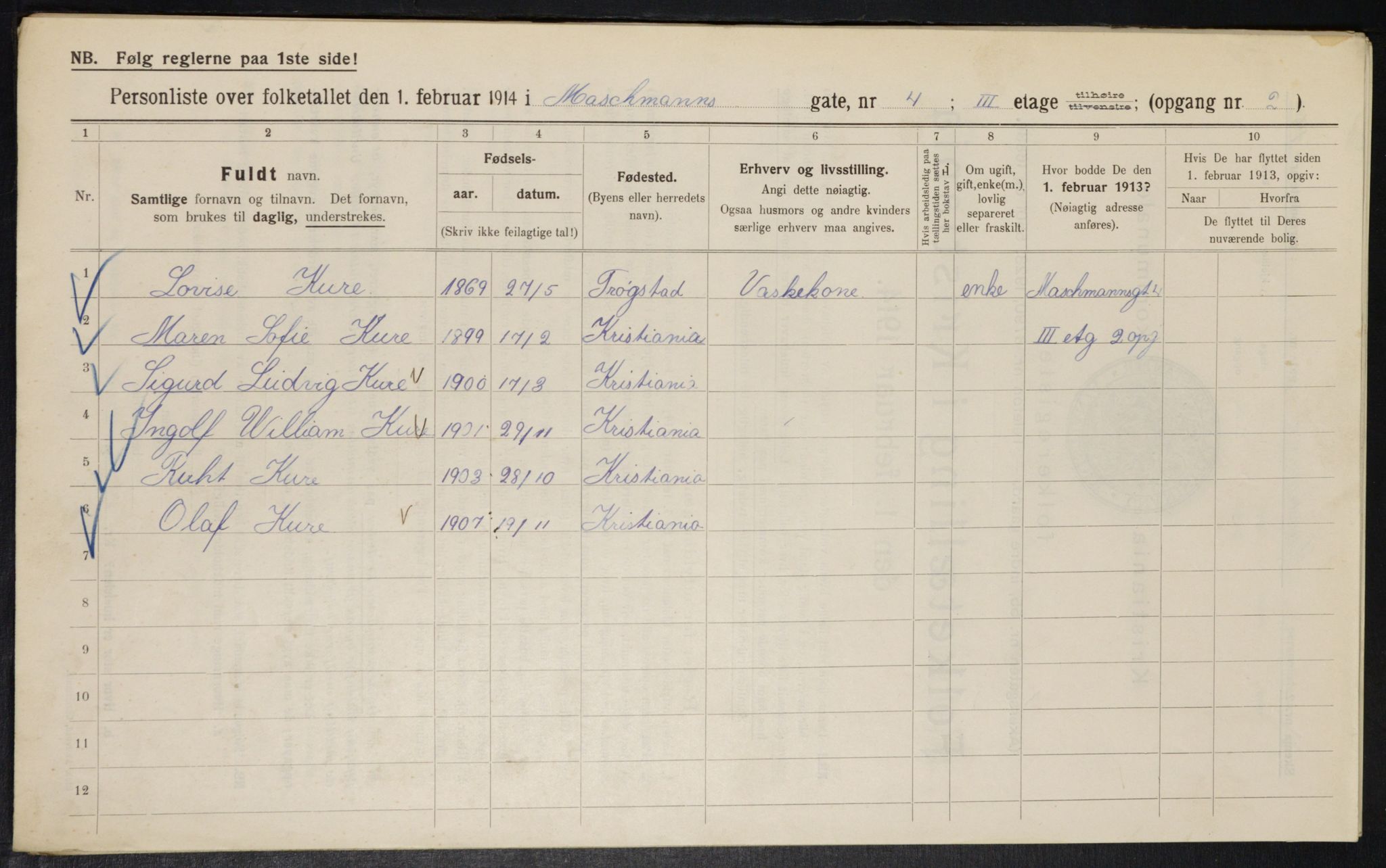 OBA, Kommunal folketelling 1.2.1914 for Kristiania, 1914, s. 64741