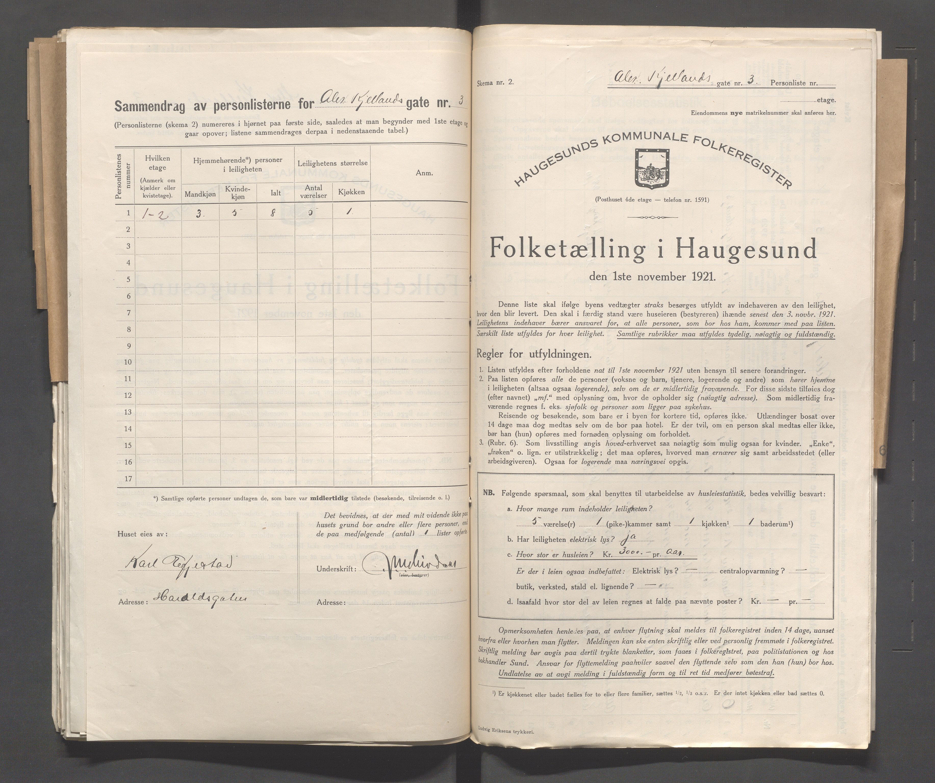 IKAR, Kommunal folketelling 1.11.1921 for Haugesund, 1921, s. 59