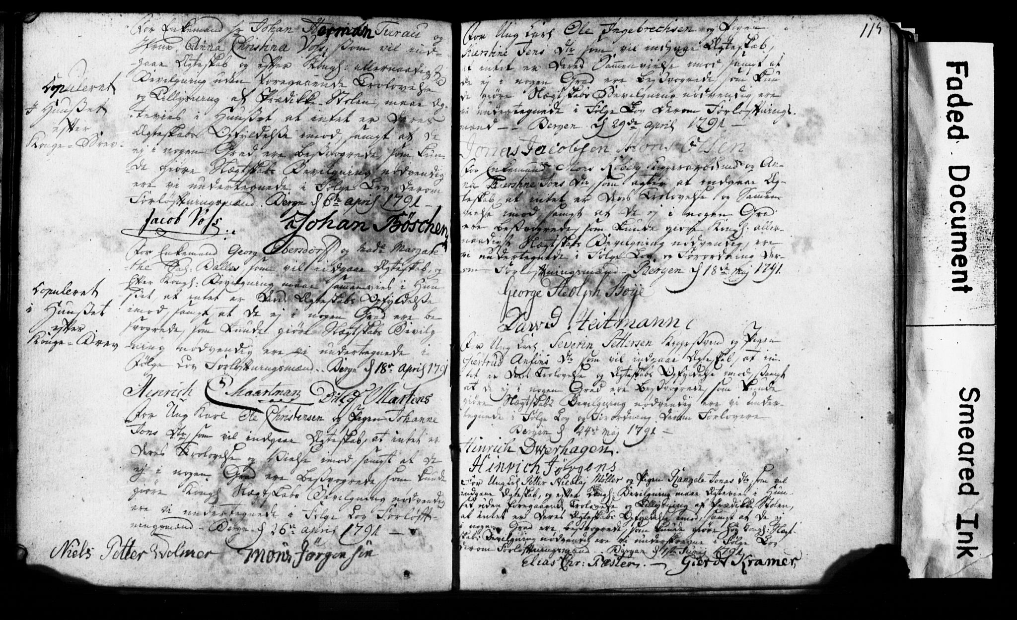 Korskirken sokneprestembete, AV/SAB-A-76101: Forlovererklæringer nr. II.5.1, 1776-1816, s. 115