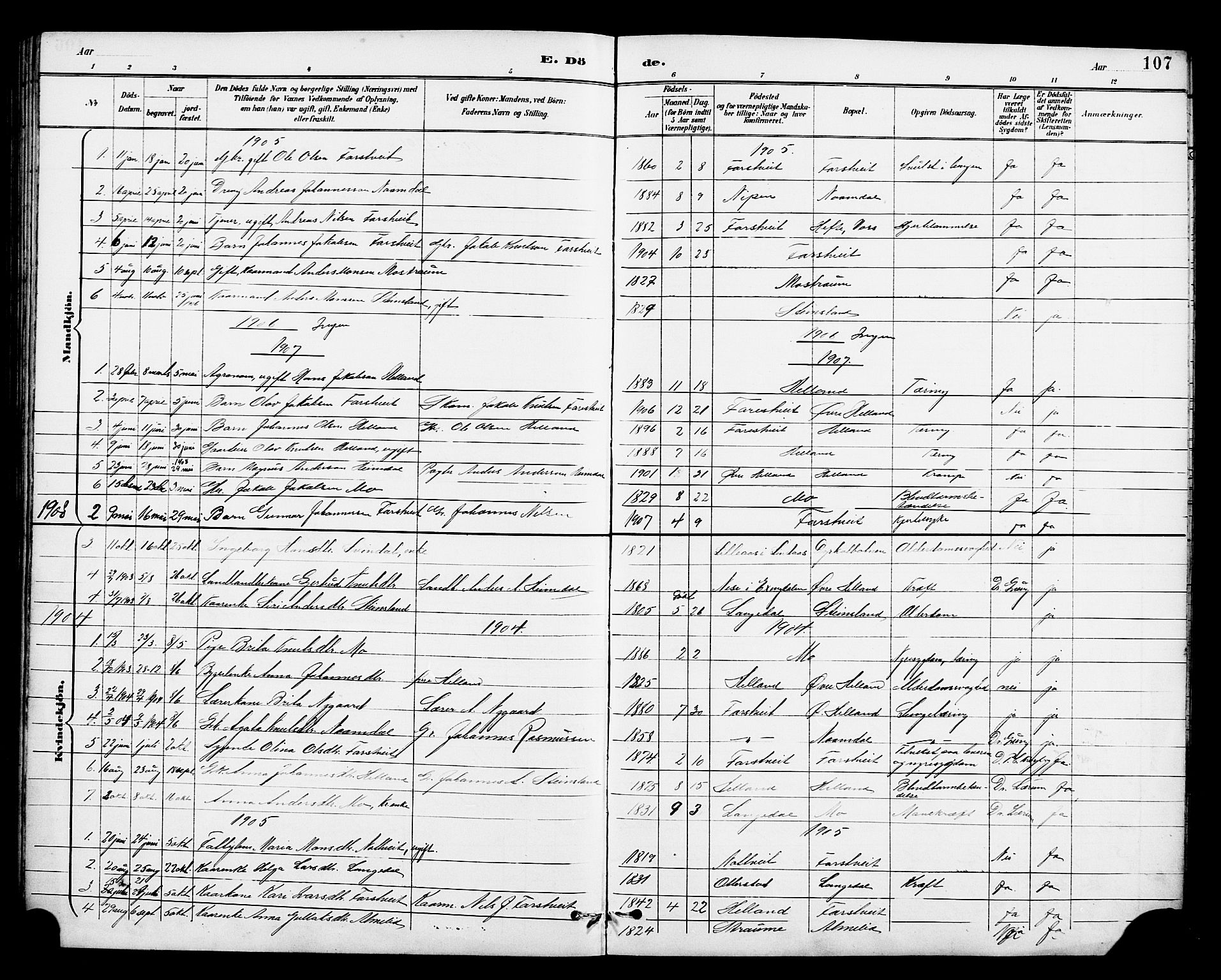 Osterfjorden Soknepresembete, AV/SAB-A-77301: Klokkerbok nr. B 2, 1891-1922, s. 107