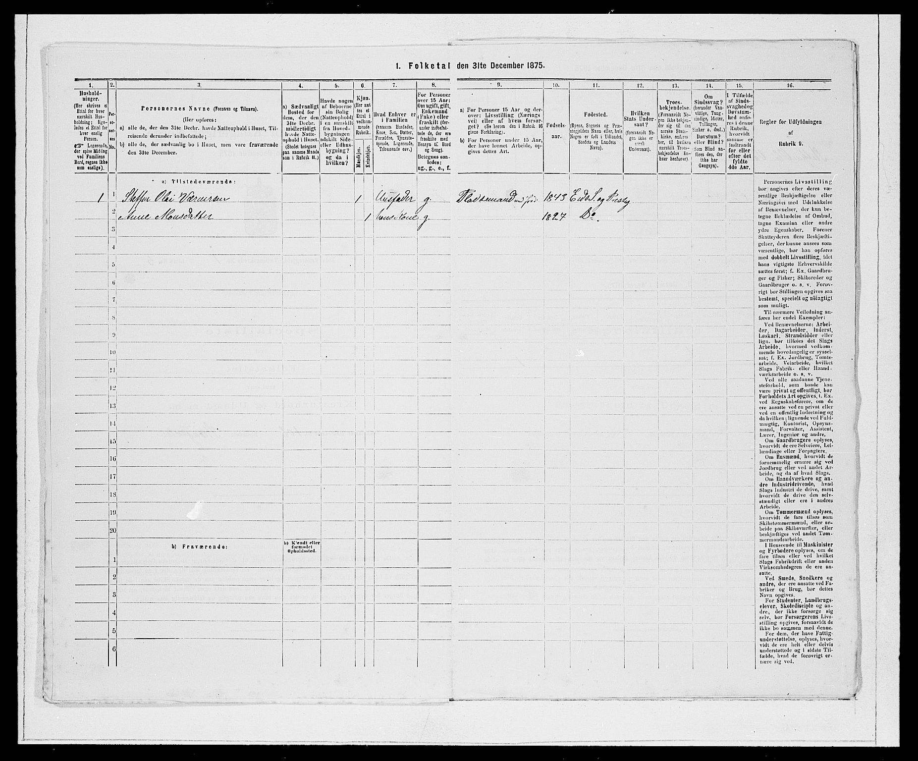 SAB, Folketelling 1875 for 1443P Eid prestegjeld, 1875, s. 34