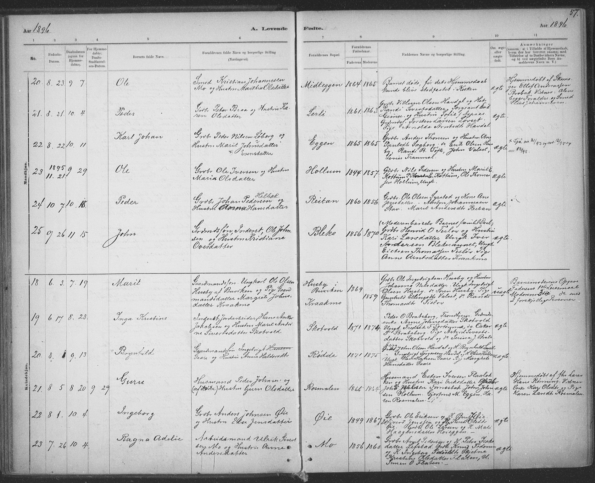 Ministerialprotokoller, klokkerbøker og fødselsregistre - Sør-Trøndelag, SAT/A-1456/691/L1085: Ministerialbok nr. 691A17, 1887-1908, s. 57