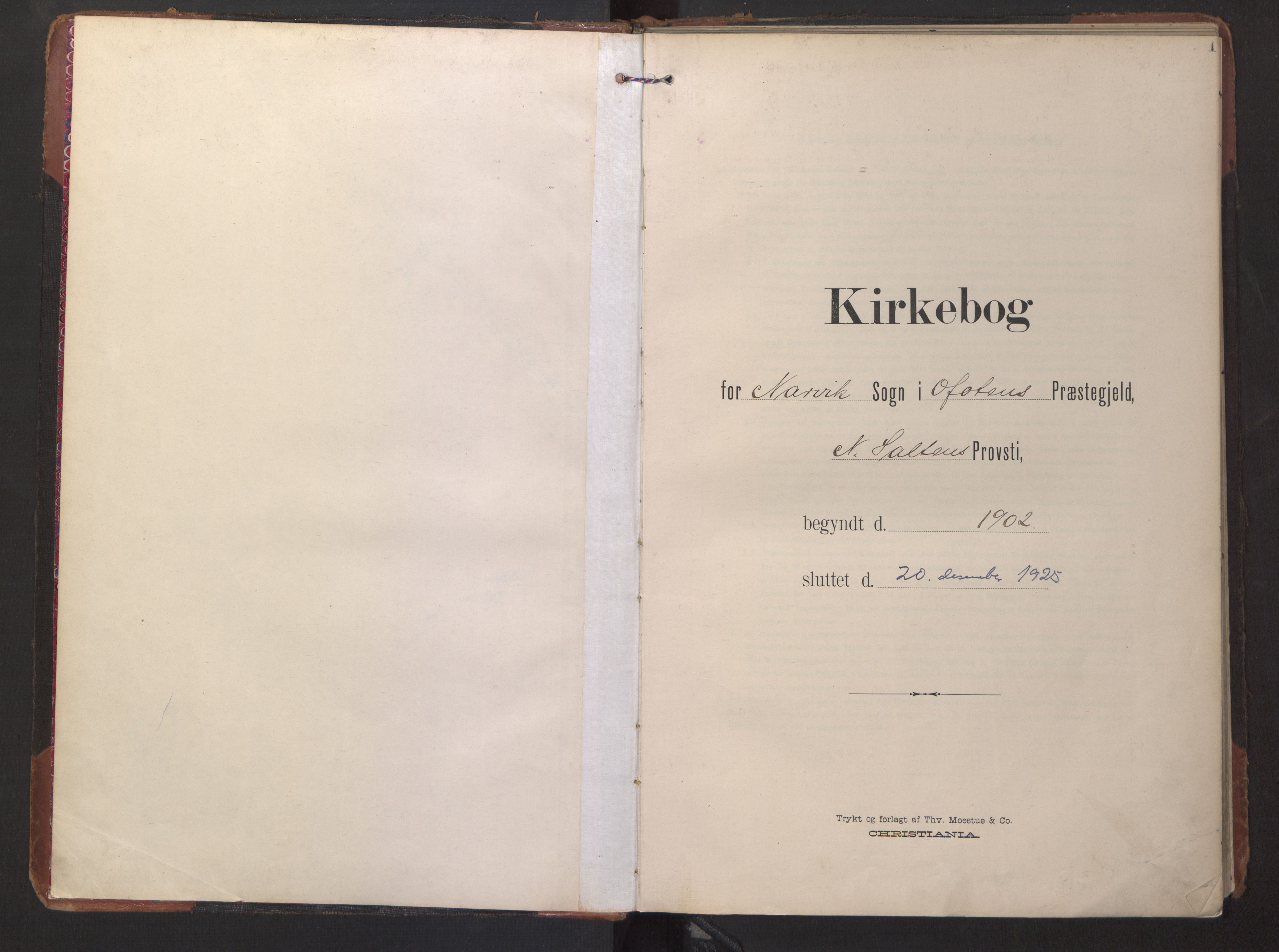 Ministerialprotokoller, klokkerbøker og fødselsregistre - Nordland, SAT/A-1459/871/L1000: Ministerialbok nr. 871A16, 1902-1925, s. 1