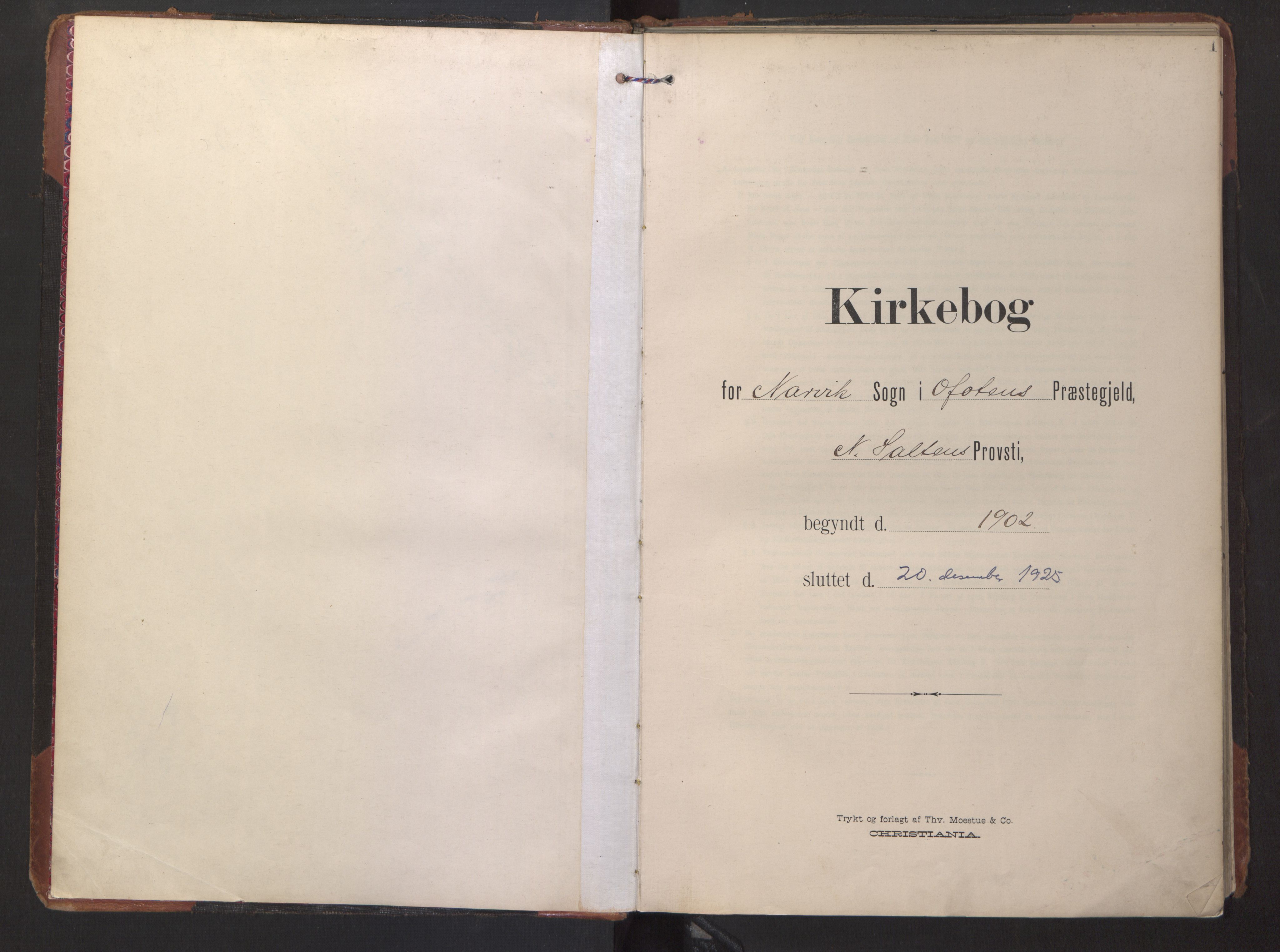 Ministerialprotokoller, klokkerbøker og fødselsregistre - Nordland, AV/SAT-A-1459/871/L1000: Ministerialbok nr. 871A16, 1902-1925, s. 1