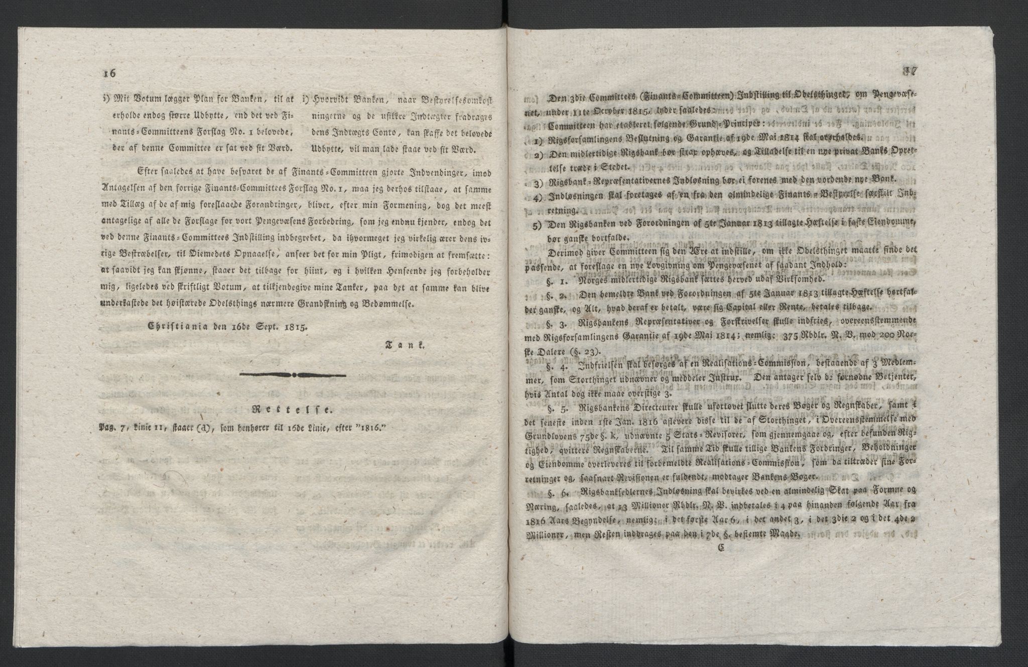 Christie, Wilhelm Frimann Koren, AV/RA-PA-0014/F/L0005: Christies dokumenter fra Stortinget, 1815-1816, s. 534