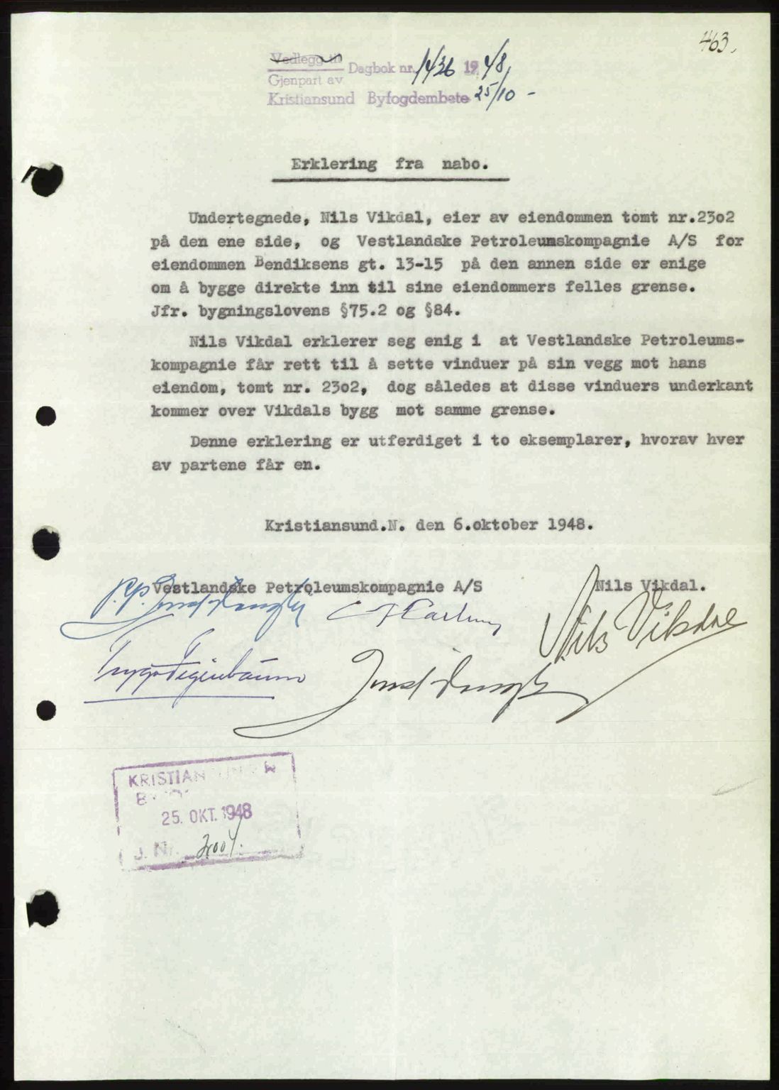 Kristiansund byfogd, AV/SAT-A-4587/A/27: Pantebok nr. 44, 1947-1948, Dagboknr: 1436/1948