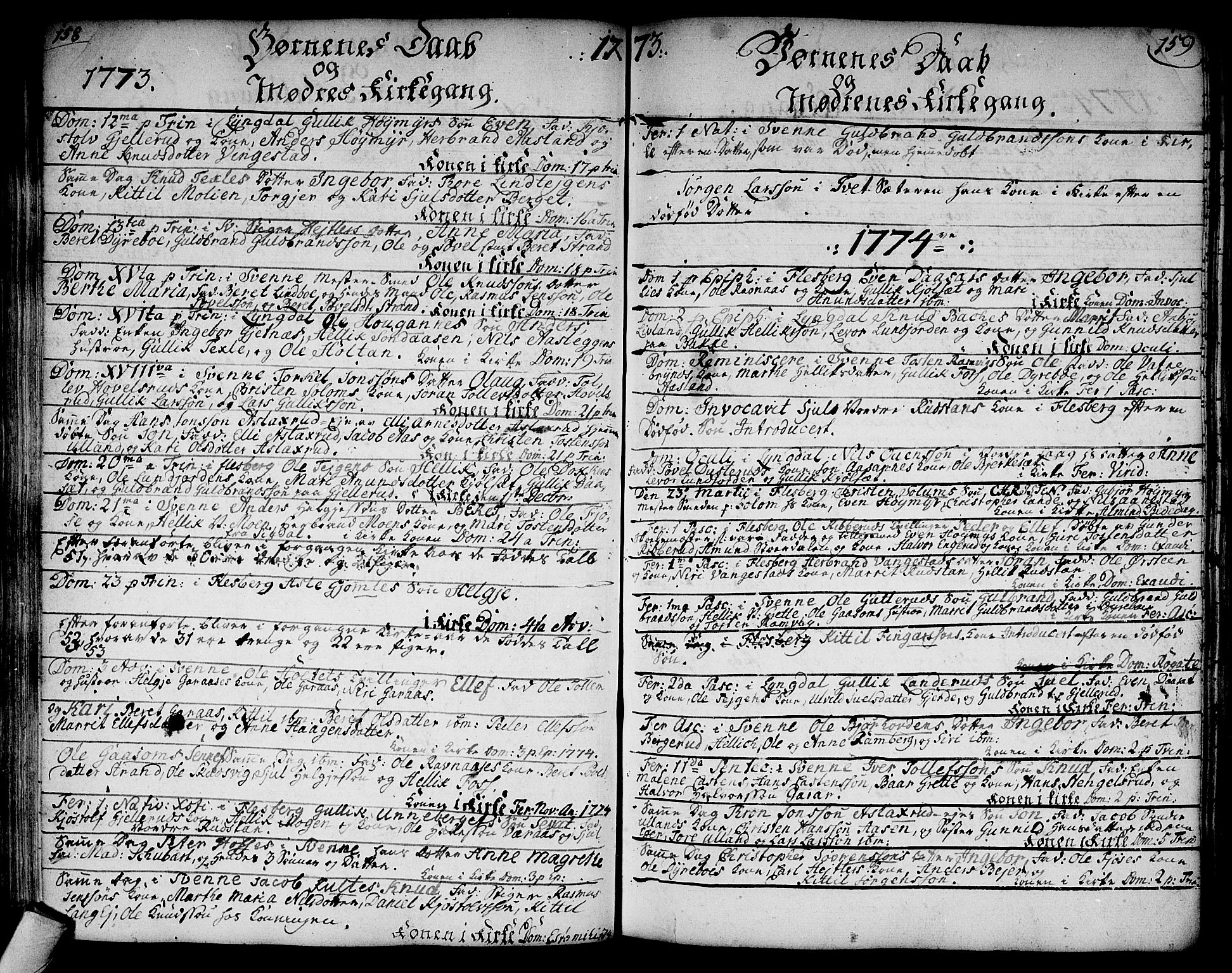 Flesberg kirkebøker, AV/SAKO-A-18/F/Fa/L0003: Ministerialbok nr. I 3, 1748-1790, s. 158-159