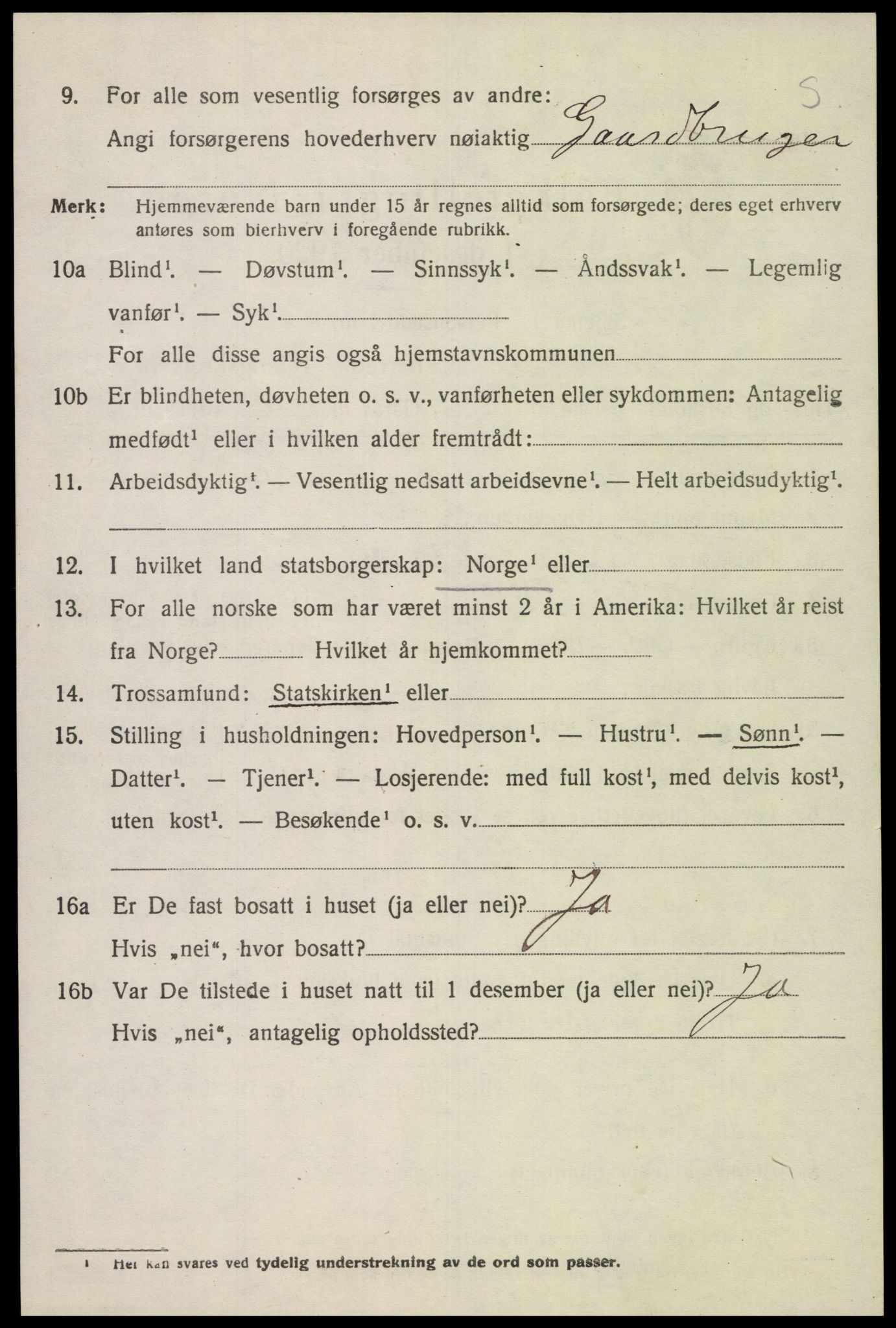 SAK, Folketelling 1920 for 1033 Kvås herred, 1920, s. 1321