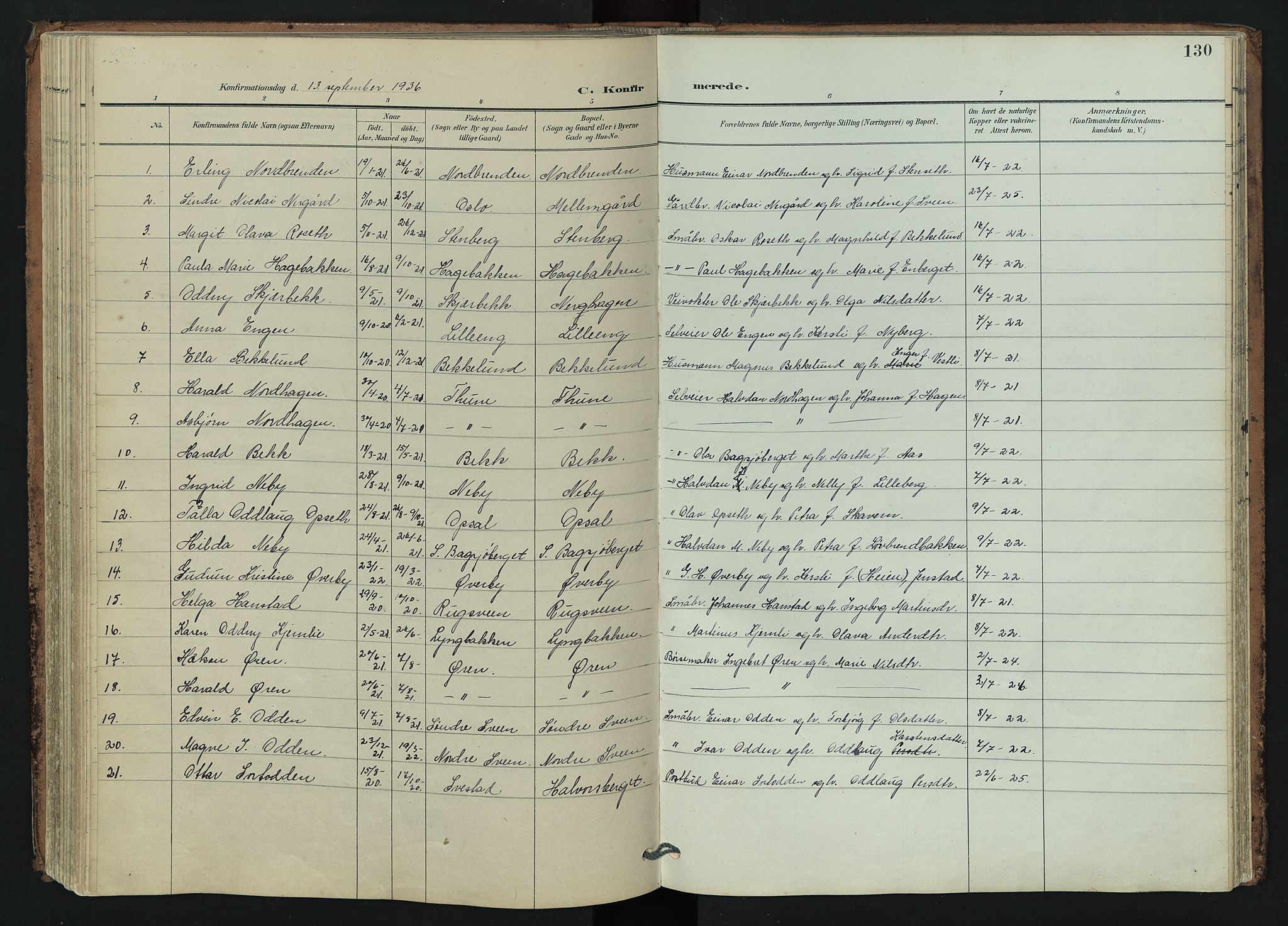 Trysil prestekontor, SAH/PREST-046/H/Ha/Hab/L0007: Klokkerbok nr. 7, 1896-1948, s. 130