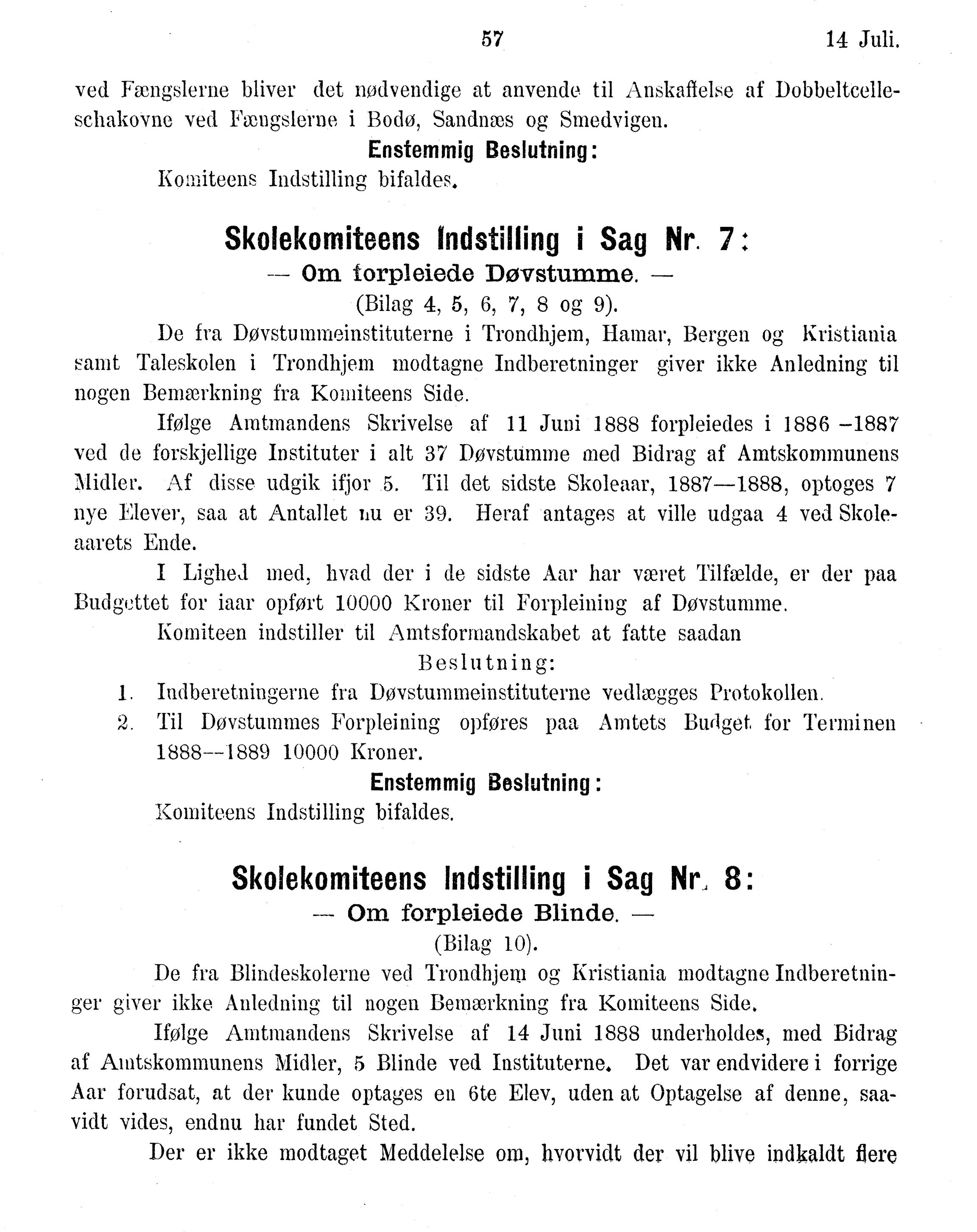 Nordland Fylkeskommune. Fylkestinget, AIN/NFK-17/176/A/Ac/L0015: Fylkestingsforhandlinger 1886-1890, 1886-1890