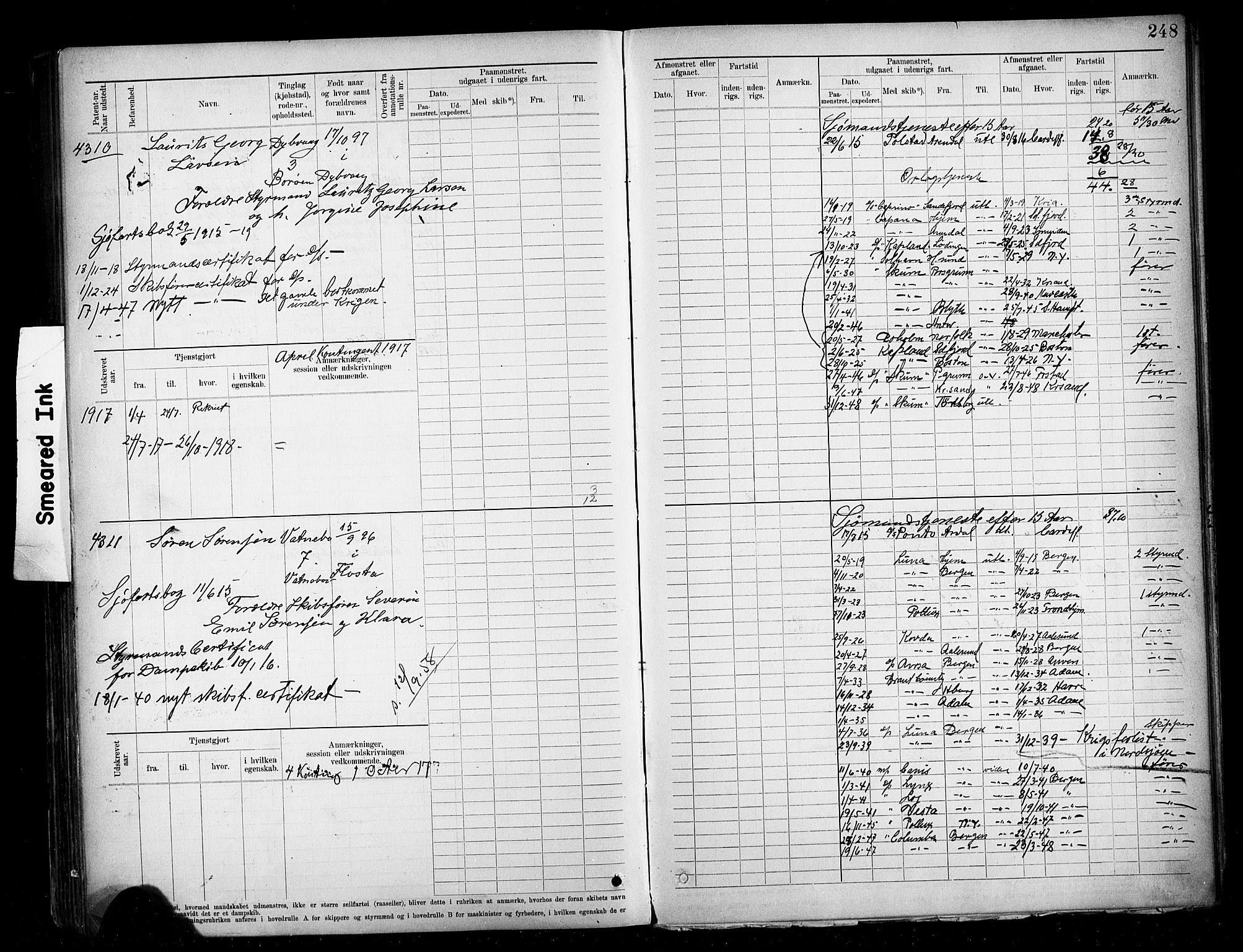 Tvedestrand mønstringskrets, AV/SAK-2031-0011/F/Fb/L0020: Hovedrulle A nr 3819-4409, U-36, 1906-1918, s. 256