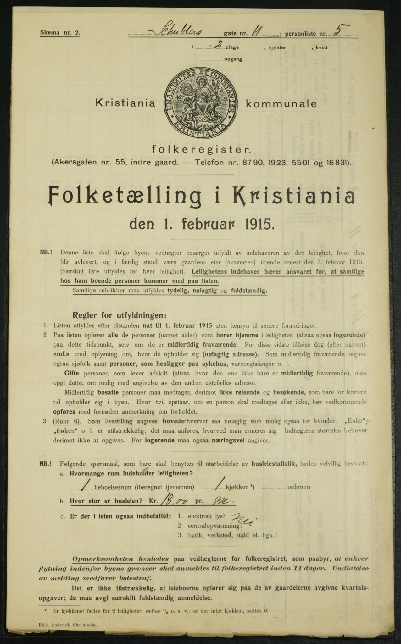 OBA, Kommunal folketelling 1.2.1915 for Kristiania, 1915, s. 92688