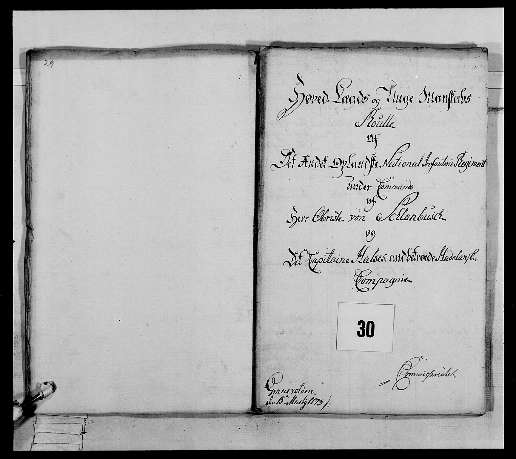 Generalitets- og kommissariatskollegiet, Det kongelige norske kommissariatskollegium, AV/RA-EA-5420/E/Eh/L0063: 2. Opplandske nasjonale infanteriregiment, 1773, s. 485