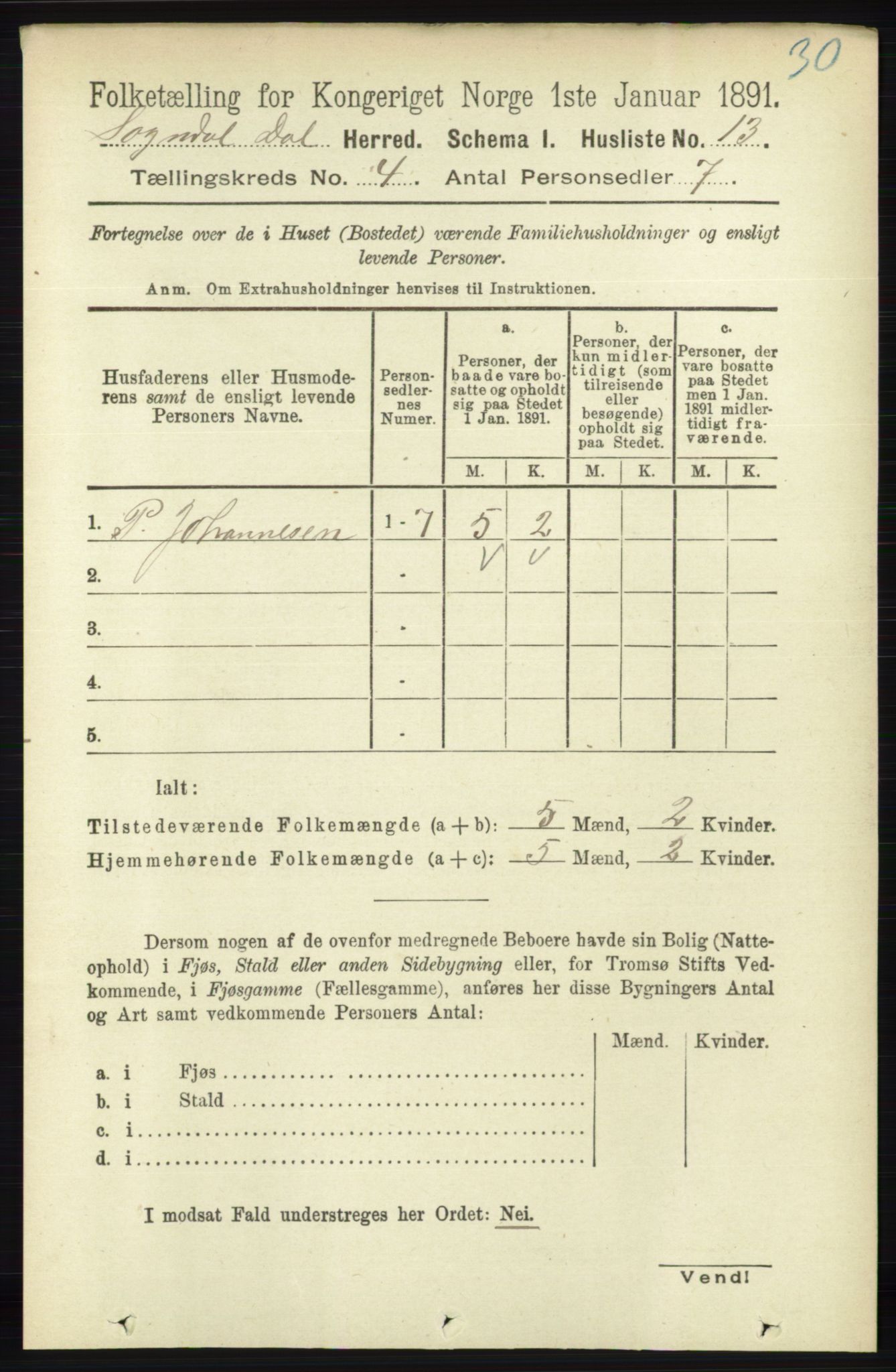 RA, Folketelling 1891 for 1111 Sokndal herred, 1891, s. 963