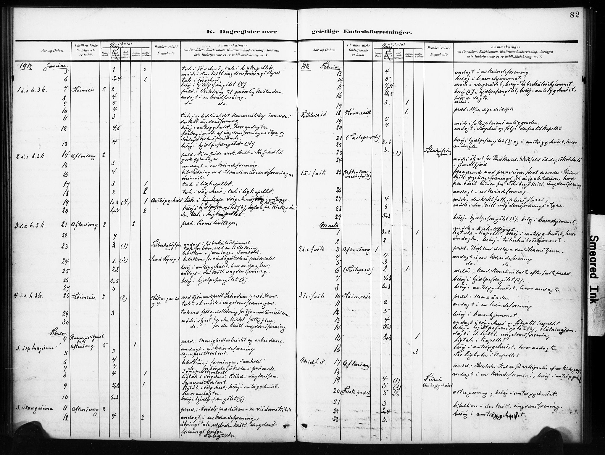 Tønsberg kirkebøker, AV/SAKO-A-330/I/Ib/L0002: Dagsregister nr. II 2, 1902-1930, s. 82