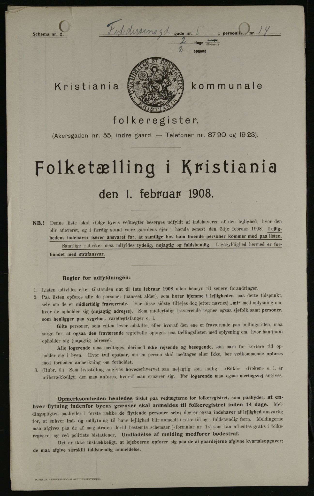 OBA, Kommunal folketelling 1.2.1908 for Kristiania kjøpstad, 1908, s. 21888