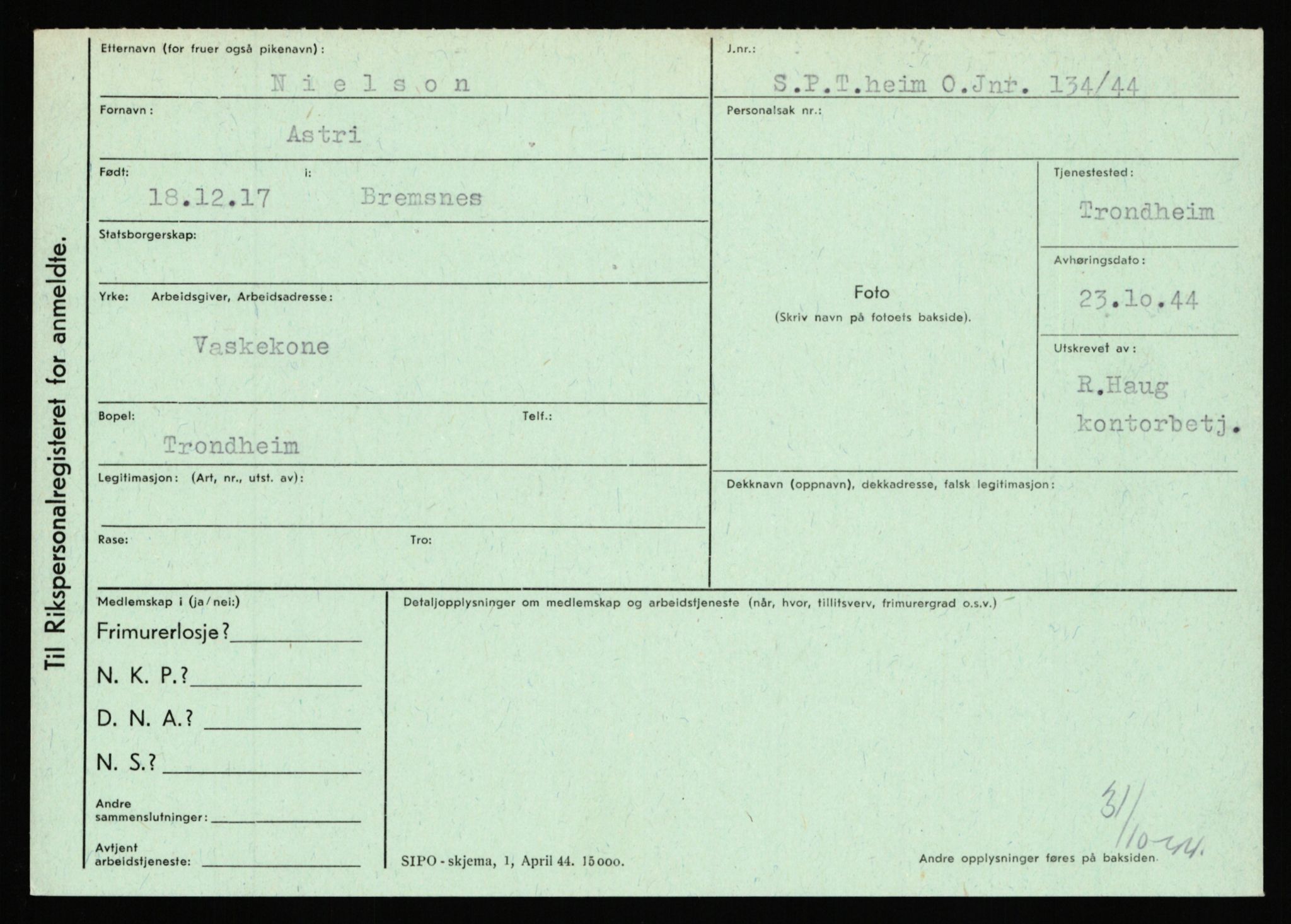 Statspolitiet - Hovedkontoret / Osloavdelingen, AV/RA-S-1329/C/Ca/L0011: Molberg - Nøstvold, 1943-1945, s. 3376