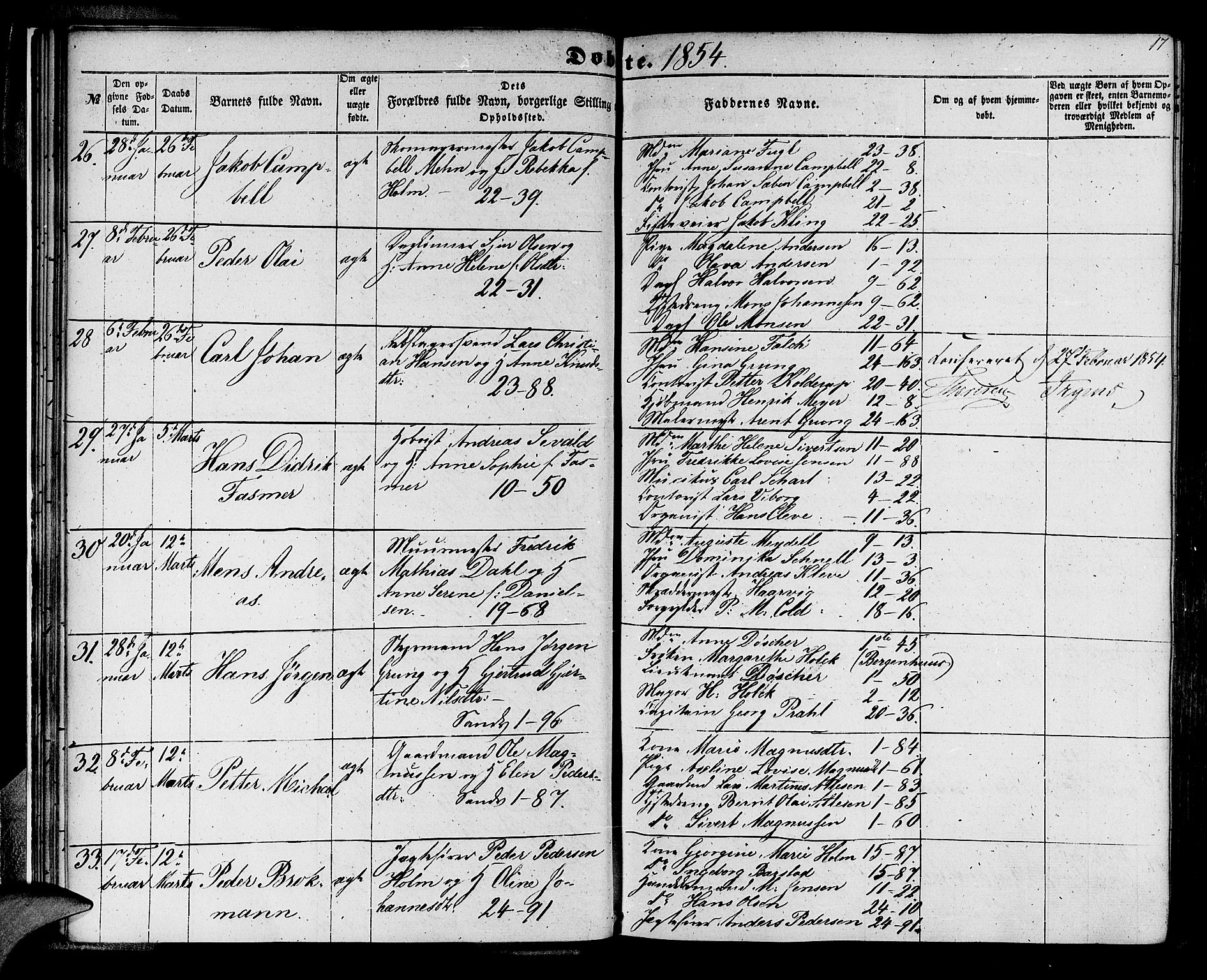 Korskirken sokneprestembete, AV/SAB-A-76101/H/Hab: Klokkerbok nr. B 3, 1853-1858, s. 17