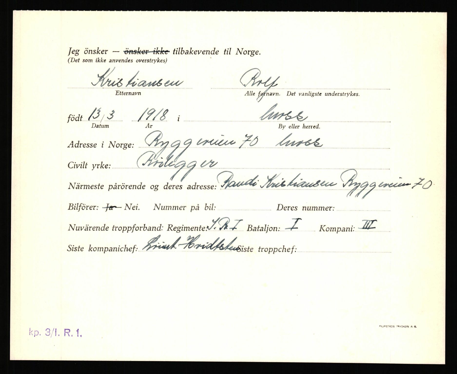 Forsvaret, Forsvarets krigshistoriske avdeling, AV/RA-RAFA-2017/Y/Yf/L0205: II-C-11-2110 - Norske internert i Sverige 1940, 1940, s. 304