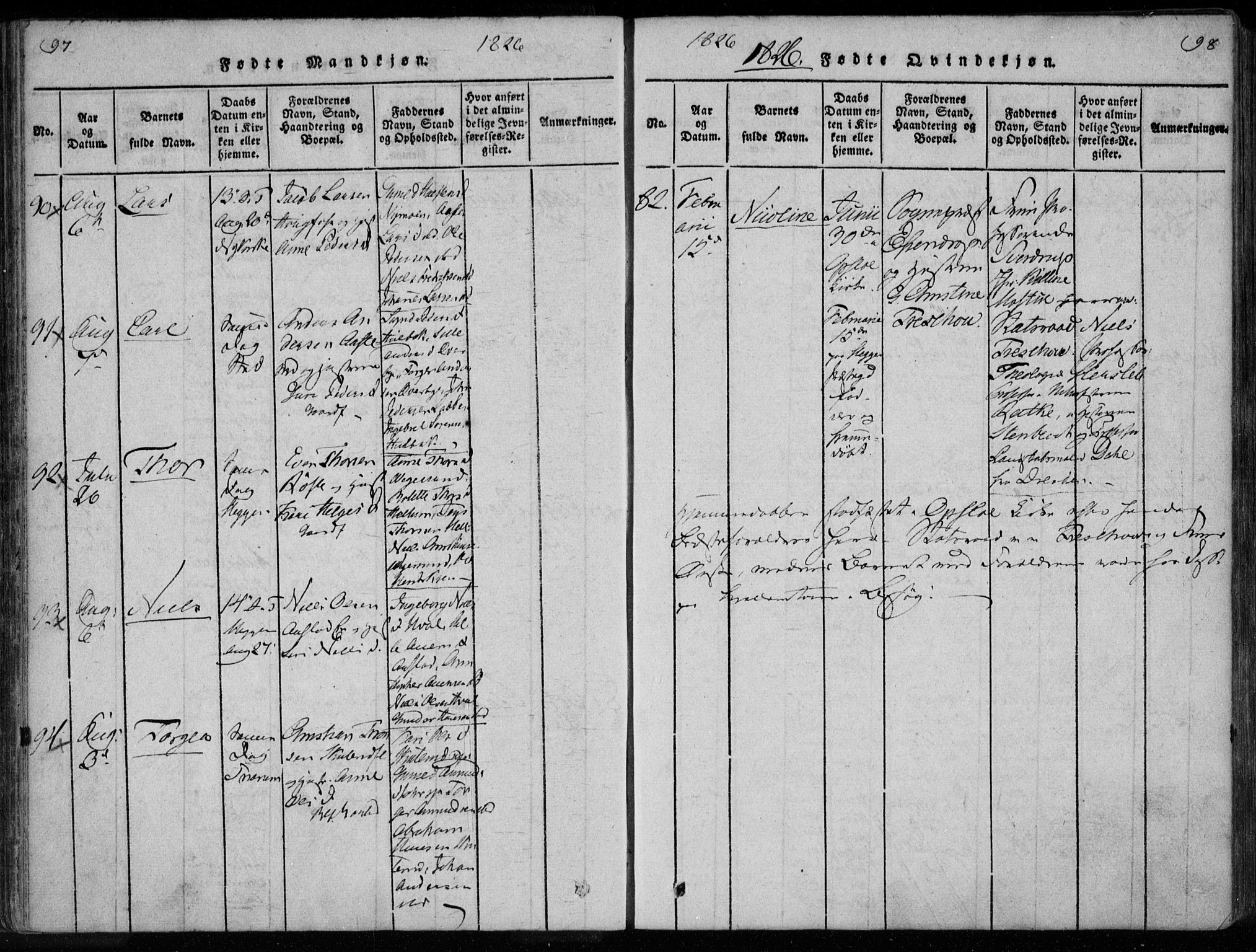 Modum kirkebøker, AV/SAKO-A-234/F/Fa/L0005: Ministerialbok nr. 5, 1824-1841, s. 97-98