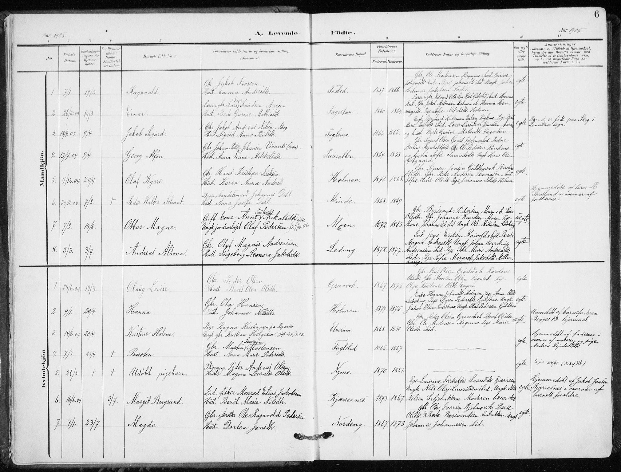 Målselv sokneprestembete, AV/SATØ-S-1311/G/Ga/Gaa/L0011kirke: Ministerialbok nr. 11, 1904-1918, s. 6