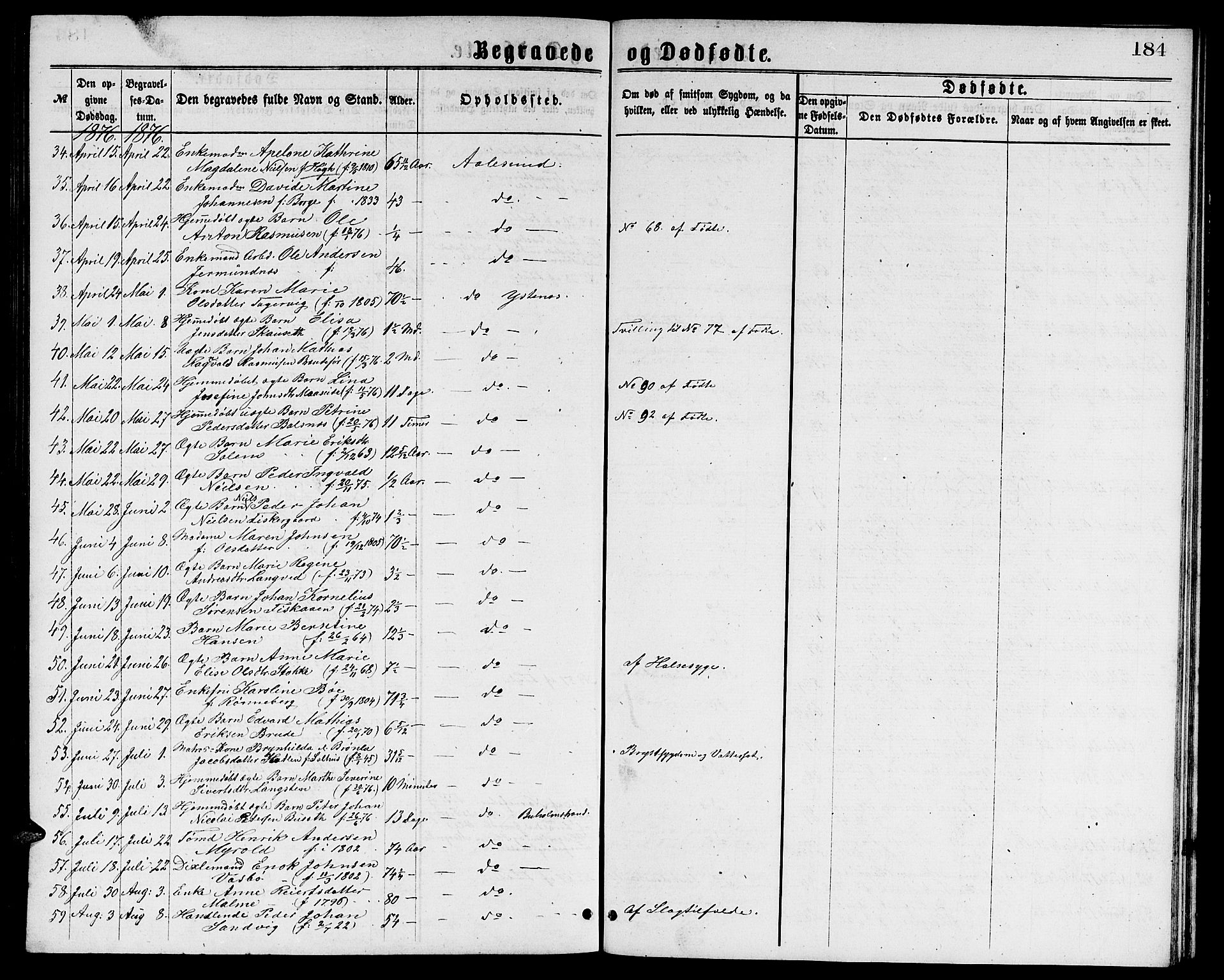 Ministerialprotokoller, klokkerbøker og fødselsregistre - Møre og Romsdal, AV/SAT-A-1454/529/L0465: Klokkerbok nr. 529C02, 1868-1877, s. 184