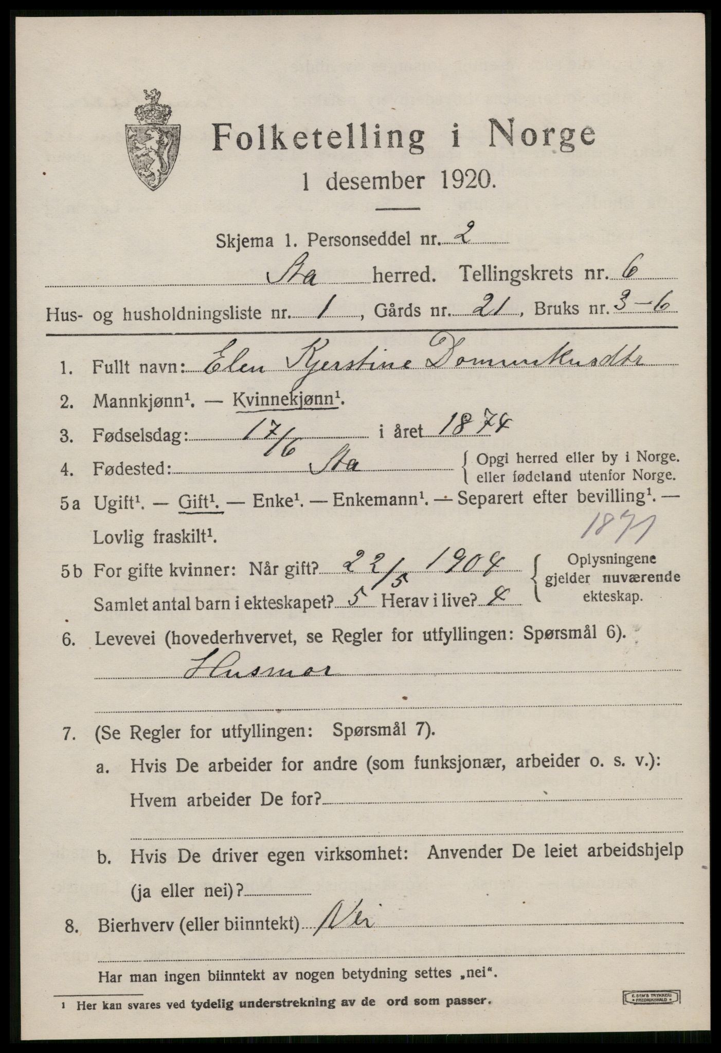 SAT, Folketelling 1920 for 1630 Å herred, 1920, s. 2404