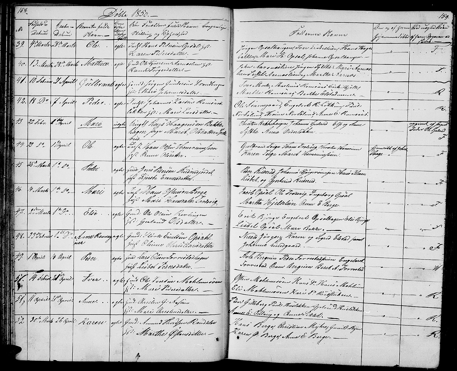 Ringebu prestekontor, AV/SAH-PREST-082/H/Ha/Hab/L0002: Klokkerbok nr. 2, 1839-1853, s. 158-159
