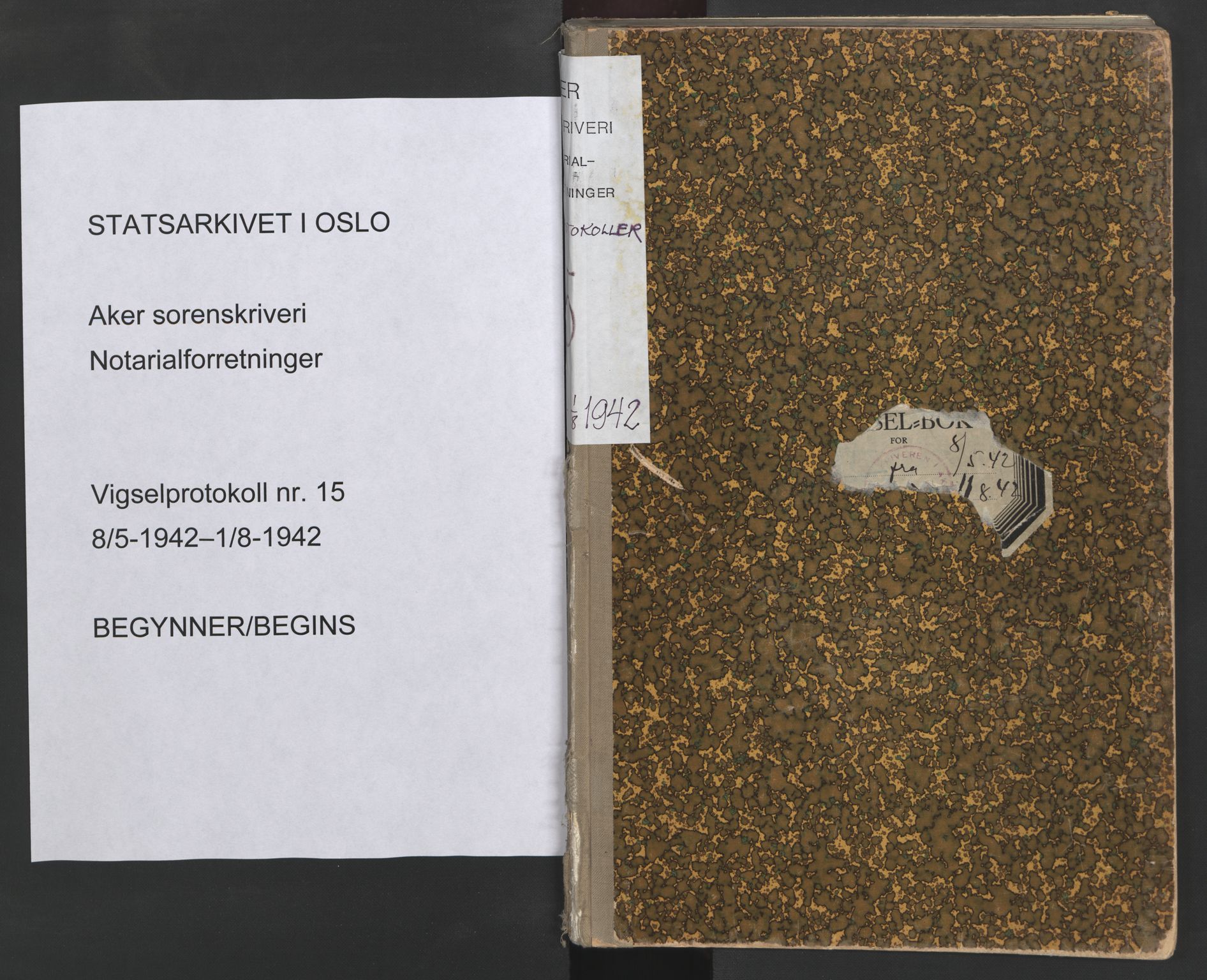 Aker sorenskriveri, SAO/A-10895/L/Lc/Lcb/L0015: Vigselprotokoll, 1942