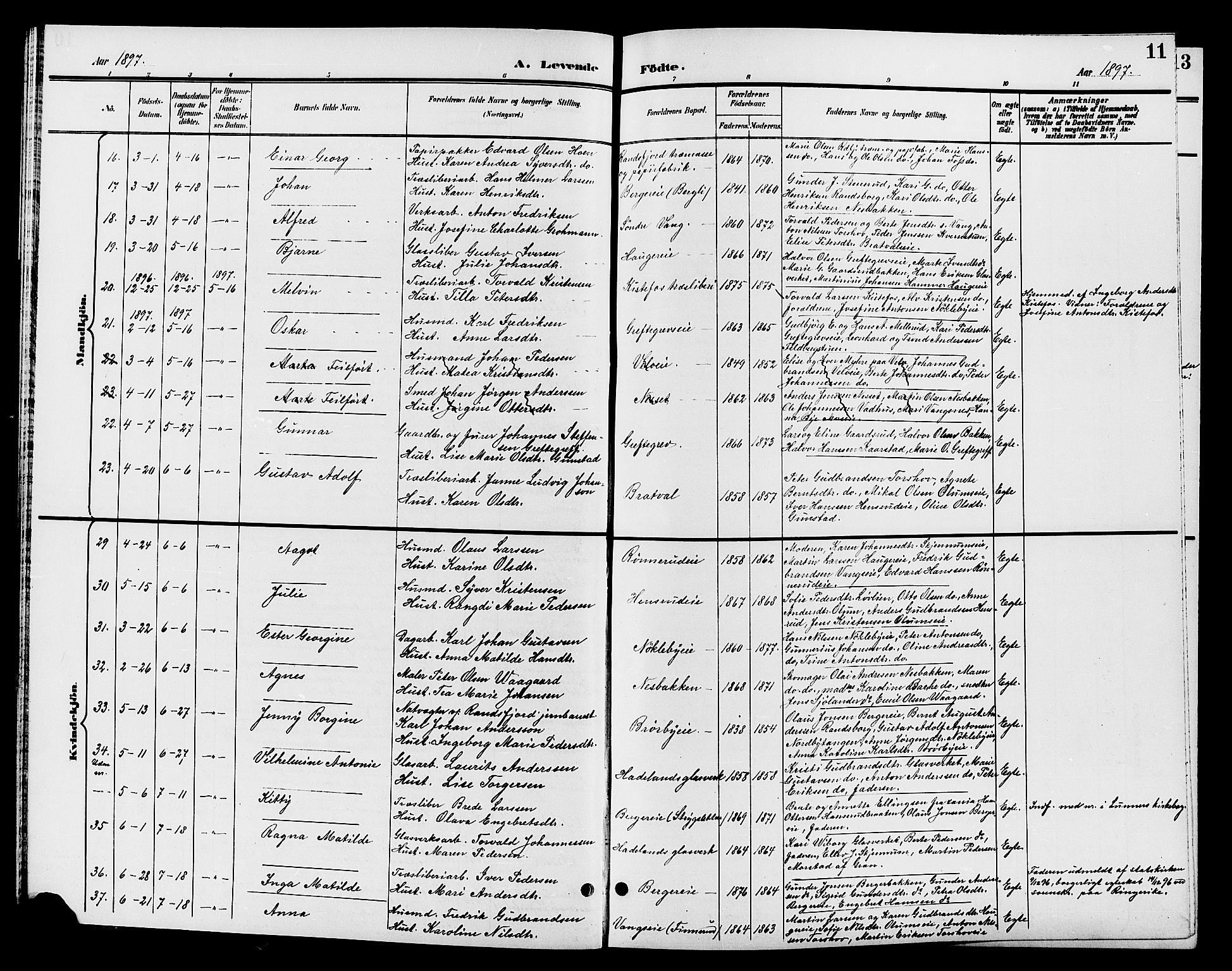 Jevnaker prestekontor, AV/SAH-PREST-116/H/Ha/Hab/L0002: Klokkerbok nr. 2, 1896-1906, s. 11