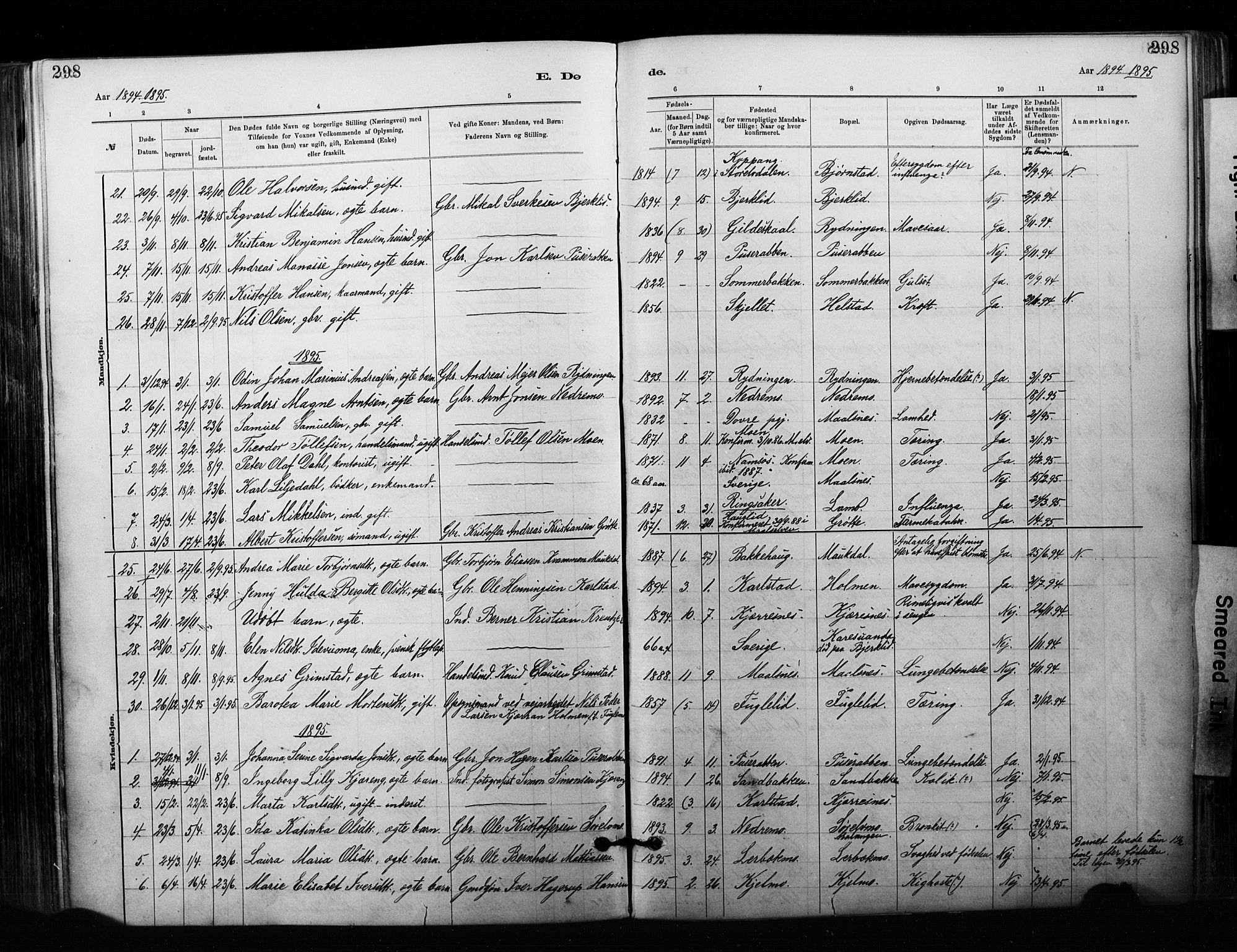 Målselv sokneprestembete, AV/SATØ-S-1311/G/Ga/Gaa/L0007kirke: Ministerialbok nr. 7, 1884-1903, s. 298
