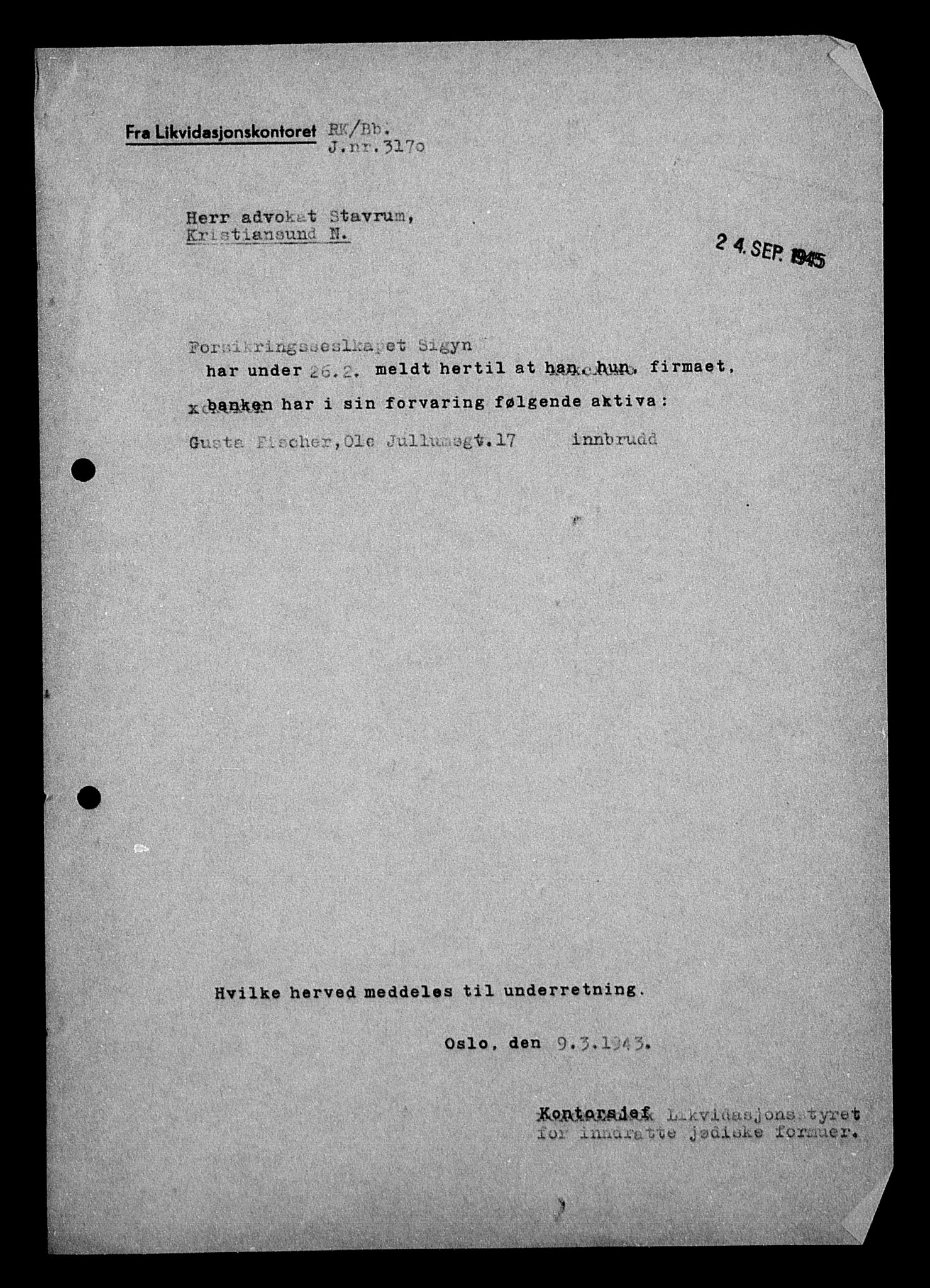 Justisdepartementet, Tilbakeføringskontoret for inndratte formuer, AV/RA-S-1564/H/Hc/Hcb/L0912: --, 1945-1947, s. 74