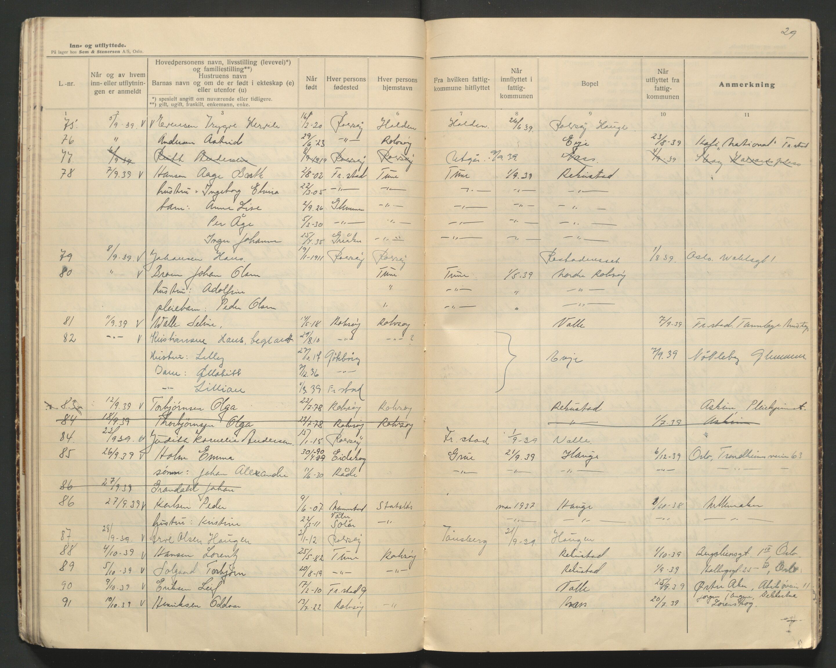 Tune lensmannskontor, AV/SAO-A-10104/I/Ia/L0005: Flytteprotokoll, 1935-1941, s. 29