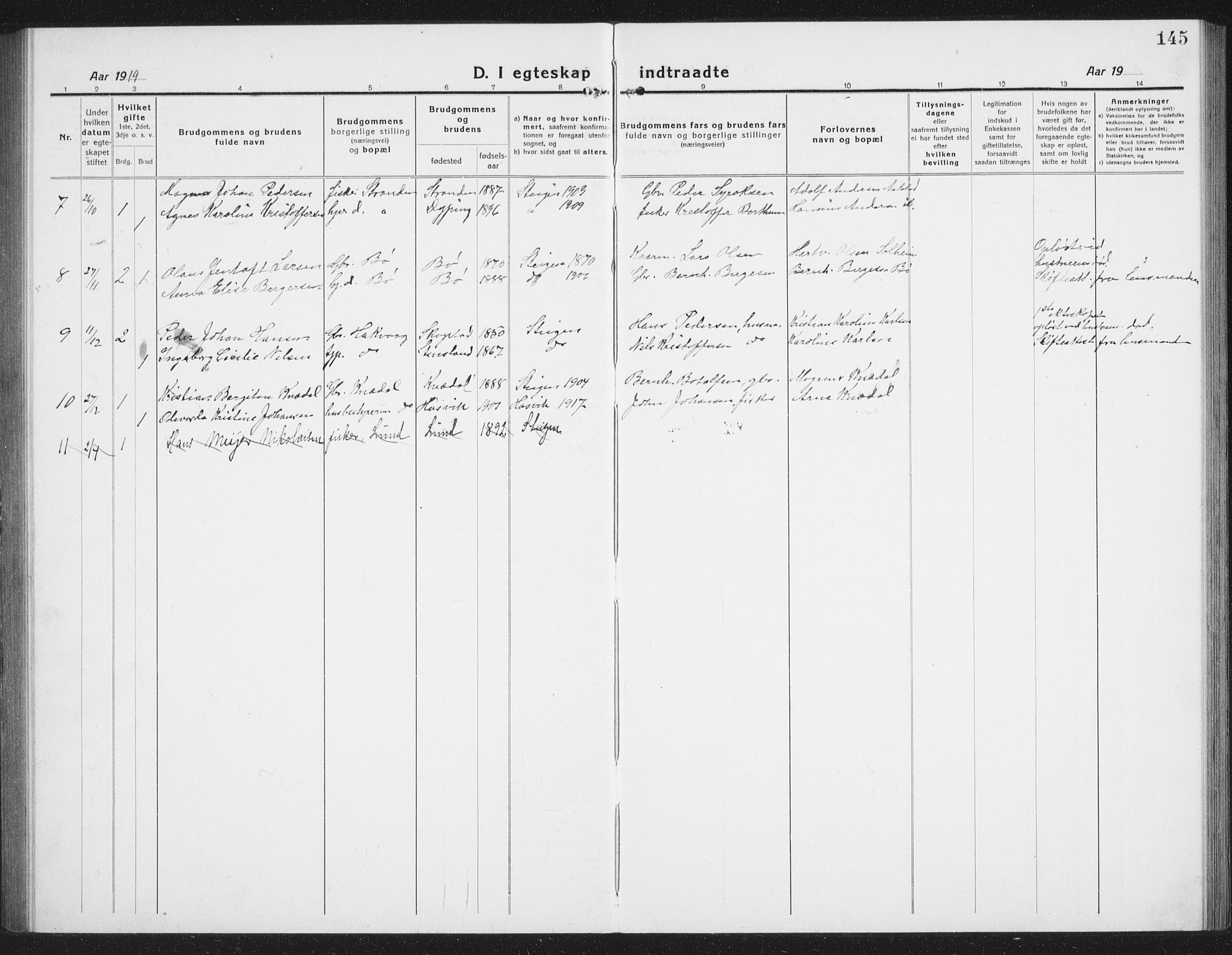 Ministerialprotokoller, klokkerbøker og fødselsregistre - Nordland, AV/SAT-A-1459/855/L0817: Klokkerbok nr. 855C06, 1917-1934, s. 145