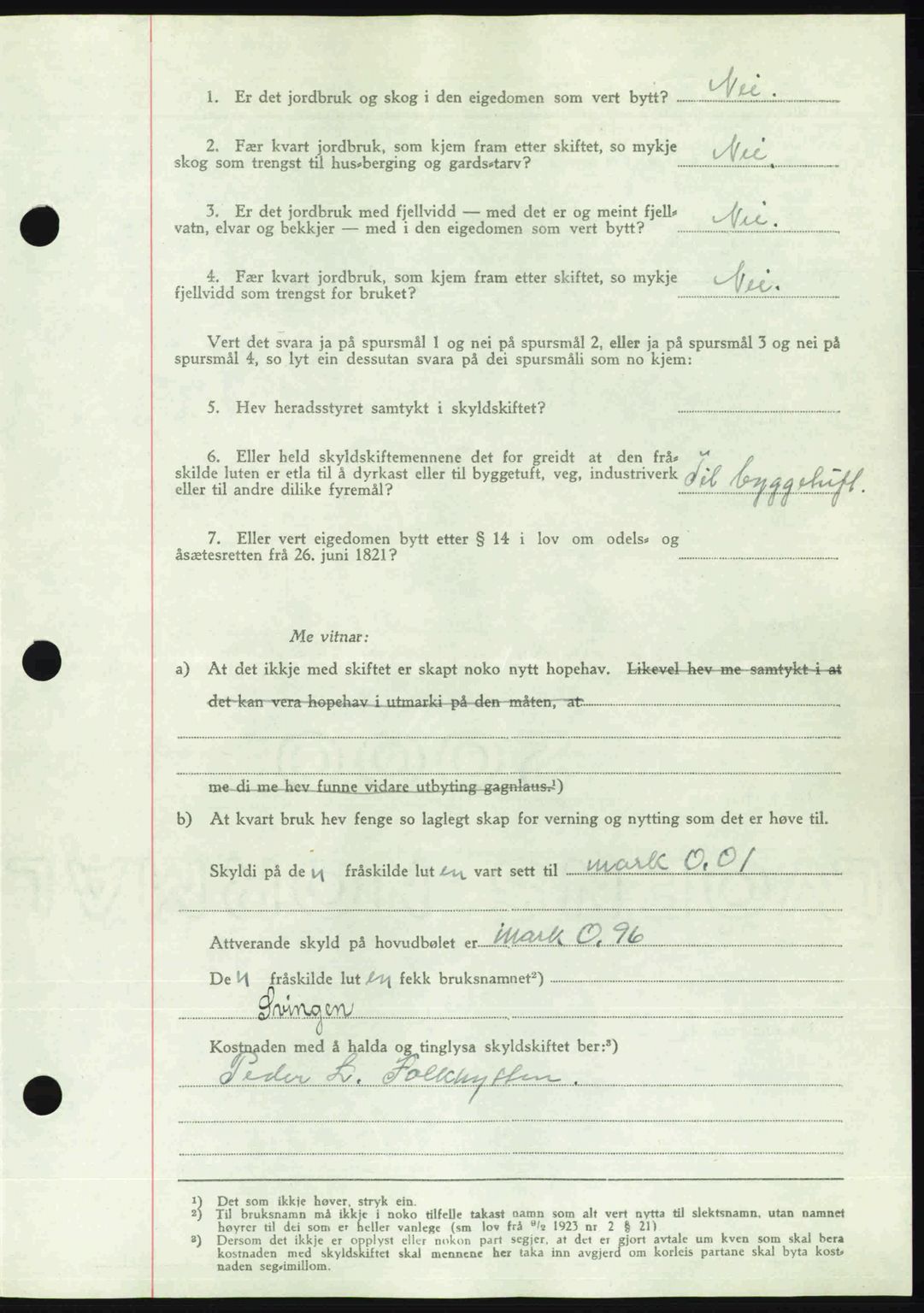 Romsdal sorenskriveri, AV/SAT-A-4149/1/2/2C: Pantebok nr. A22, 1947-1947, Dagboknr: 535/1947