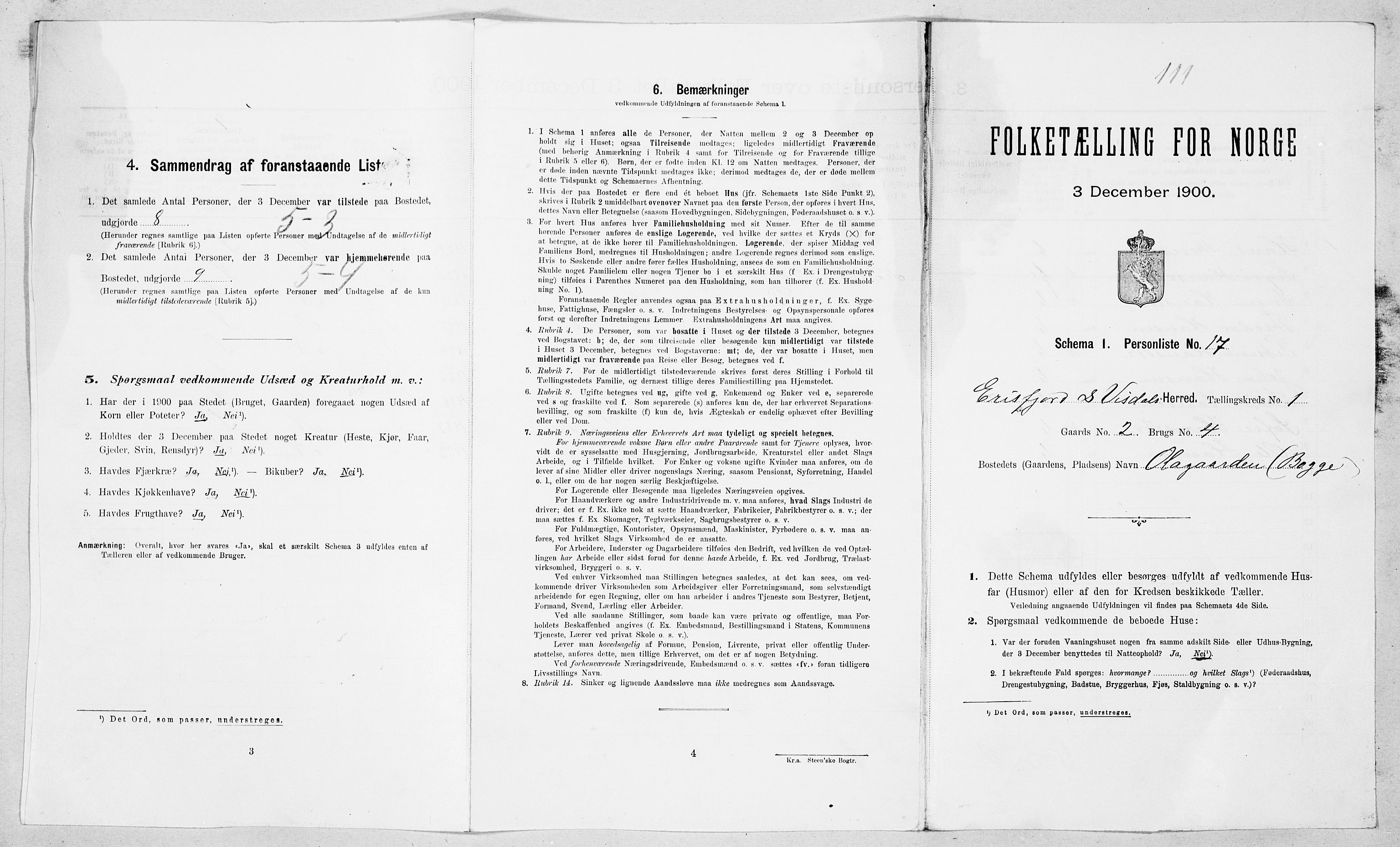 SAT, Folketelling 1900 for 1542 Eresfjord og Vistdal herred, 1900, s. 85
