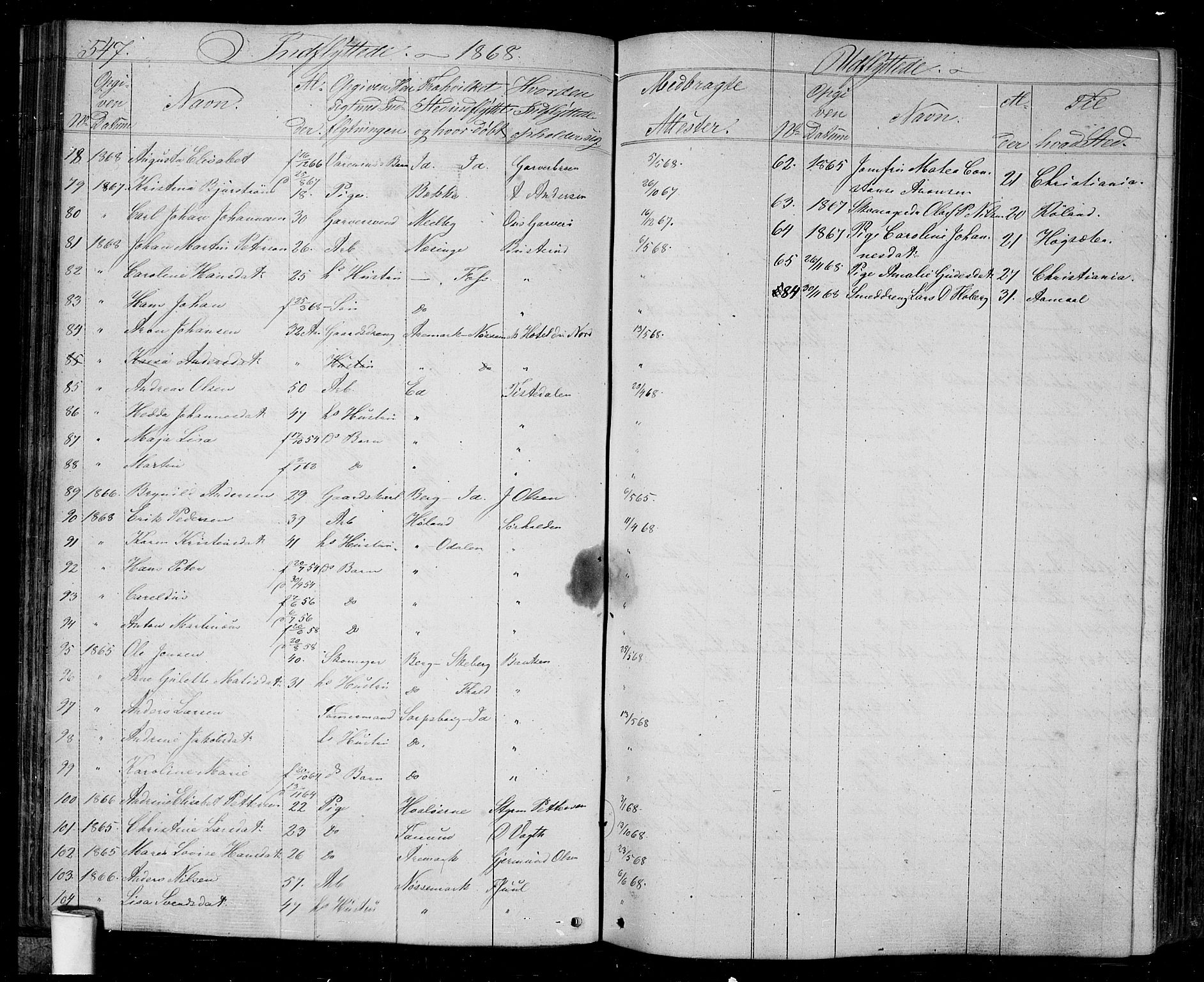 Halden prestekontor Kirkebøker, AV/SAO-A-10909/G/Ga/L0005b: Klokkerbok nr. 5B, 1864-1868, s. 547