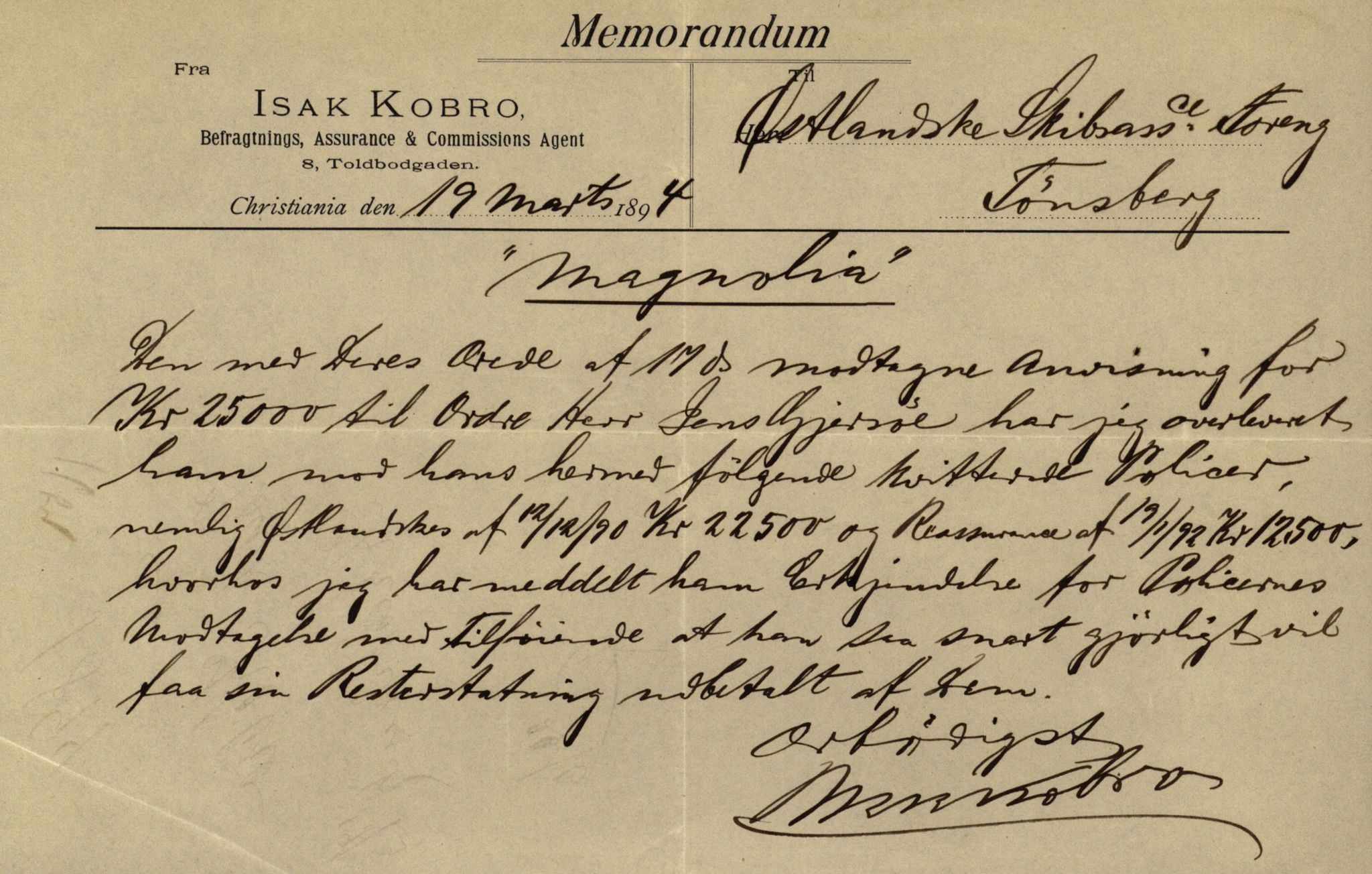 Pa 63 - Østlandske skibsassuranceforening, VEMU/A-1079/G/Ga/L0030/0007: Havaridokumenter / Furu, Magnhild, Magnolia, Havfruen, Tichborne, 1893, s. 56