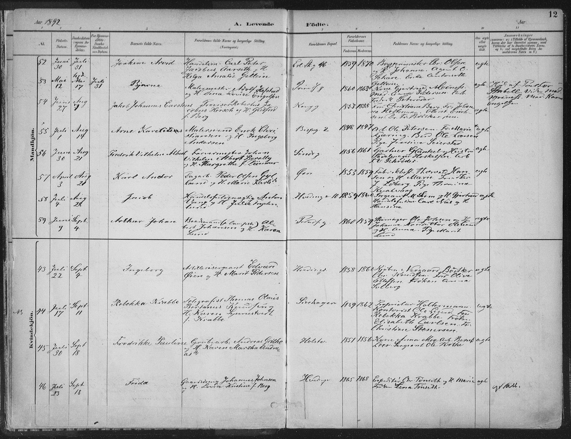 Ministerialprotokoller, klokkerbøker og fødselsregistre - Sør-Trøndelag, SAT/A-1456/601/L0062: Ministerialbok nr. 601A30, 1891-1911, s. 12