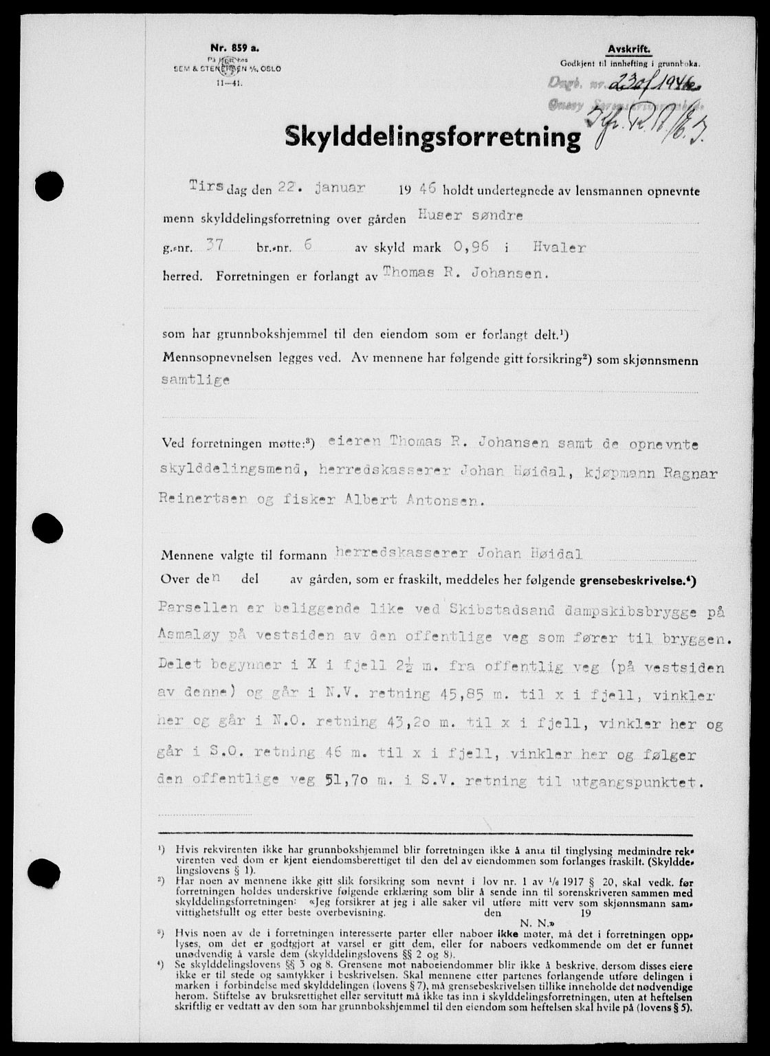 Onsøy sorenskriveri, SAO/A-10474/G/Ga/Gab/L0015: Pantebok nr. II A-15, 1945-1946, Dagboknr: 230/1946
