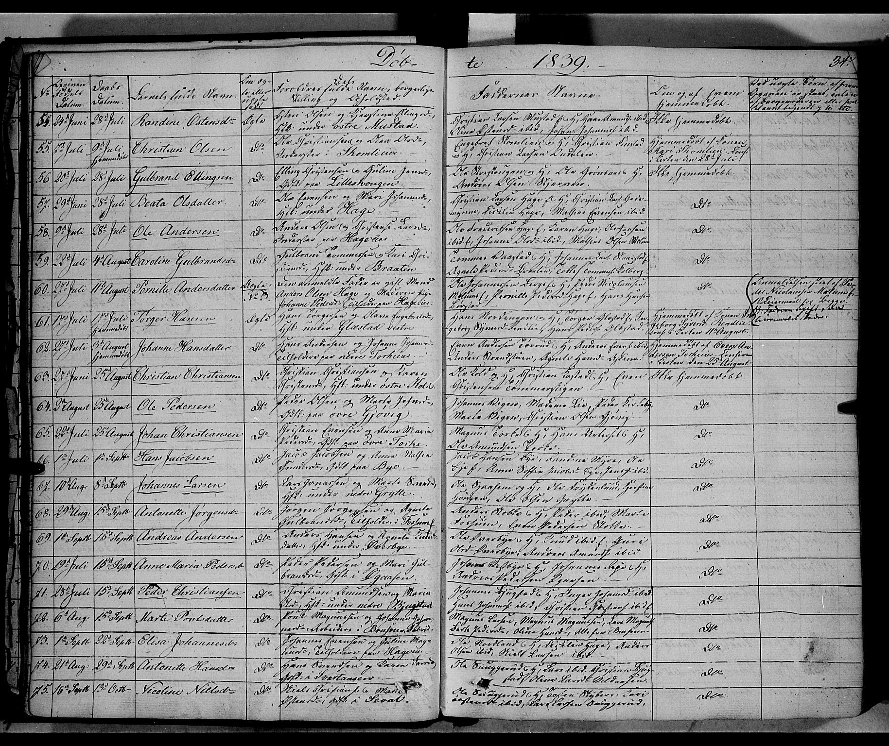 Vardal prestekontor, AV/SAH-PREST-100/H/Ha/Haa/L0005: Ministerialbok nr. 5, 1831-1853, s. 34