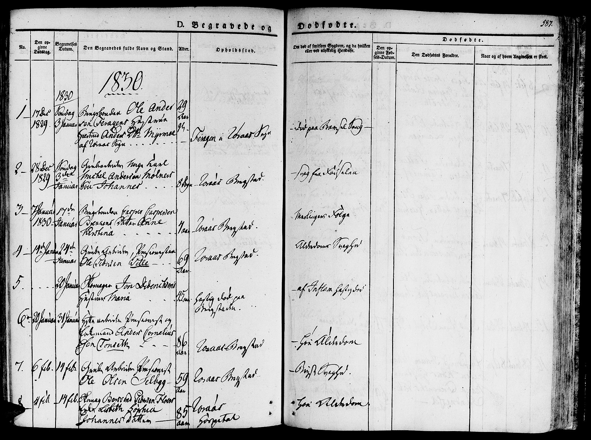 Ministerialprotokoller, klokkerbøker og fødselsregistre - Sør-Trøndelag, AV/SAT-A-1456/681/L0930: Ministerialbok nr. 681A08, 1829-1844, s. 587