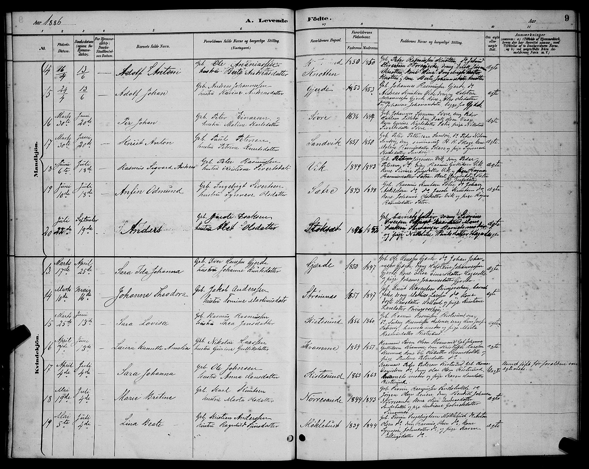 Ministerialprotokoller, klokkerbøker og fødselsregistre - Møre og Romsdal, AV/SAT-A-1454/503/L0048: Klokkerbok nr. 503C03, 1885-1893, s. 9