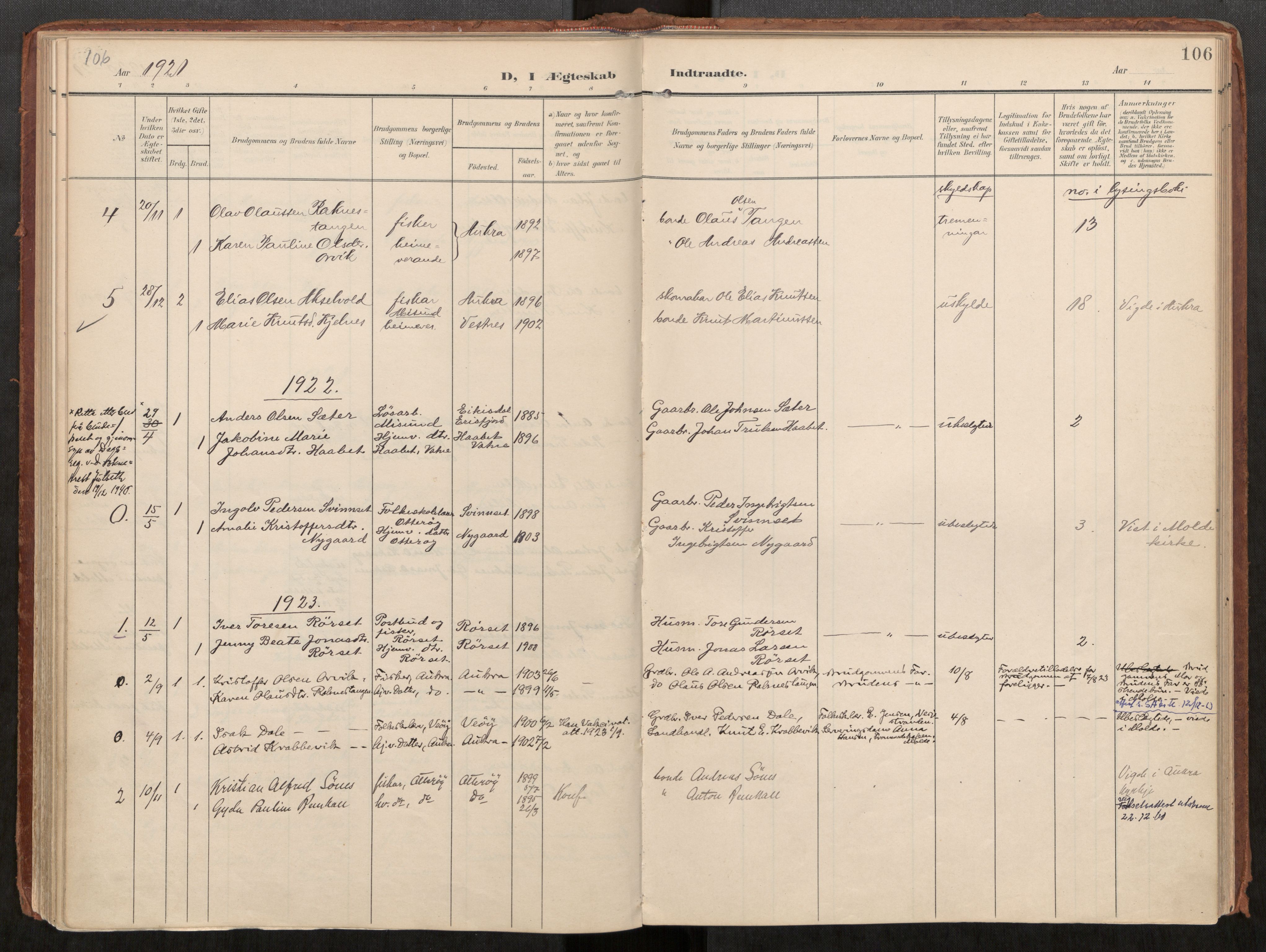 Ministerialprotokoller, klokkerbøker og fødselsregistre - Møre og Romsdal, AV/SAT-A-1454/563/L0740: Ministerialbok nr. 563A02, 1903-1923, s. 106