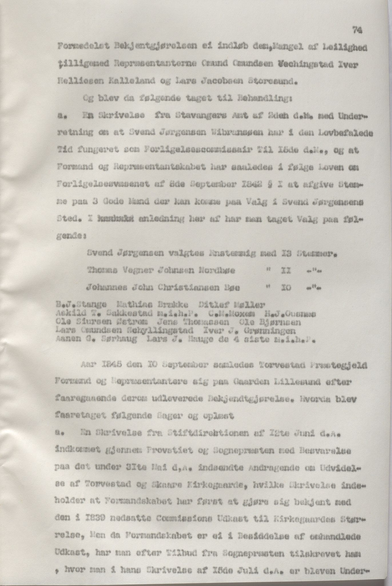 Torvastad kommune - Formannskapet, IKAR/K-101331/A/L0002: Avskrift av forhandlingsprotokoll, 1837-1855, s. 74